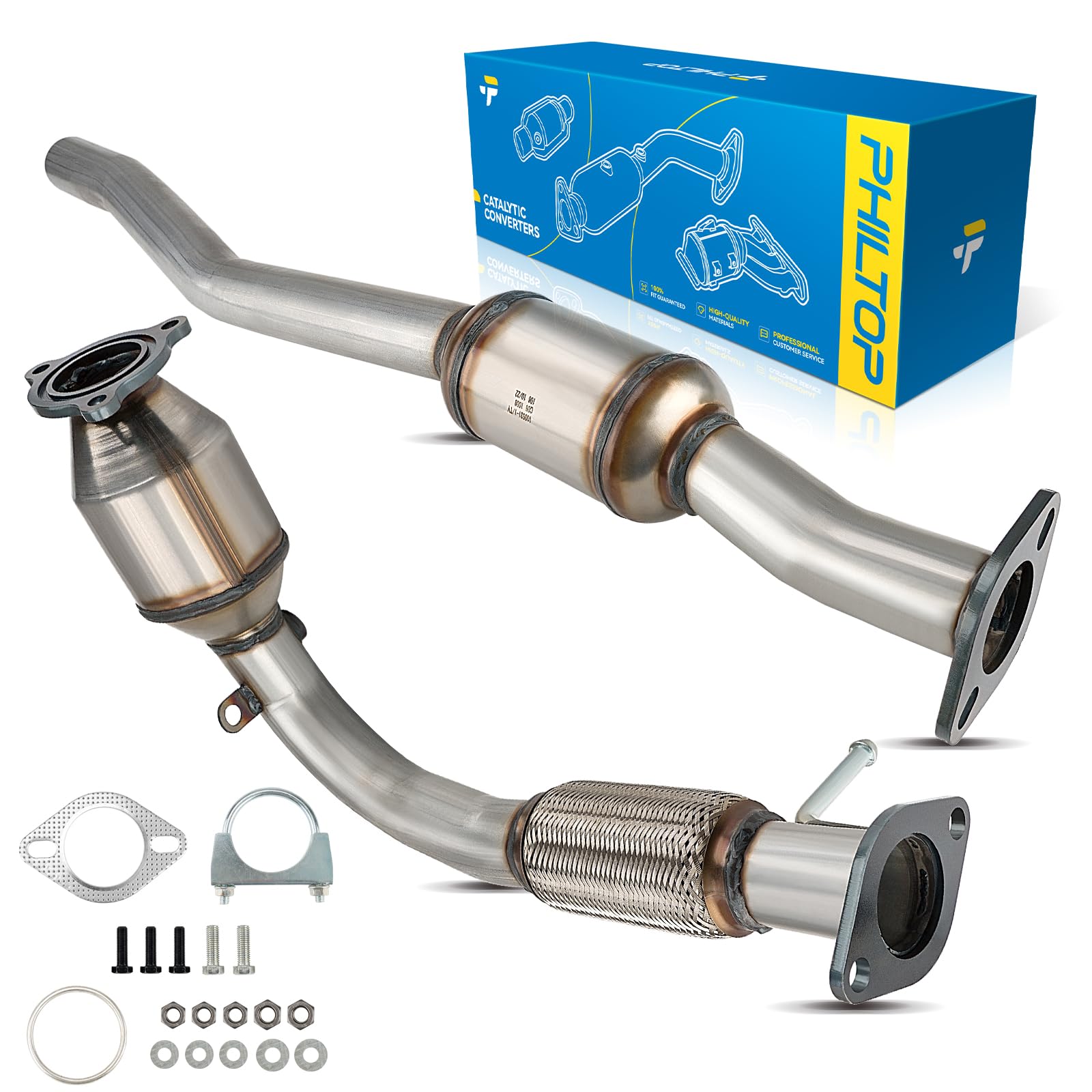 PHILTOP Catalytic Converter Compatible with 2010-2014 Equinox/Terrain 2.4L, 2012-2015 Captiva Sport 2.4L Direct-Fit Catalytic Converter Kit OE# 642042, 644015 (EPA Compliant)