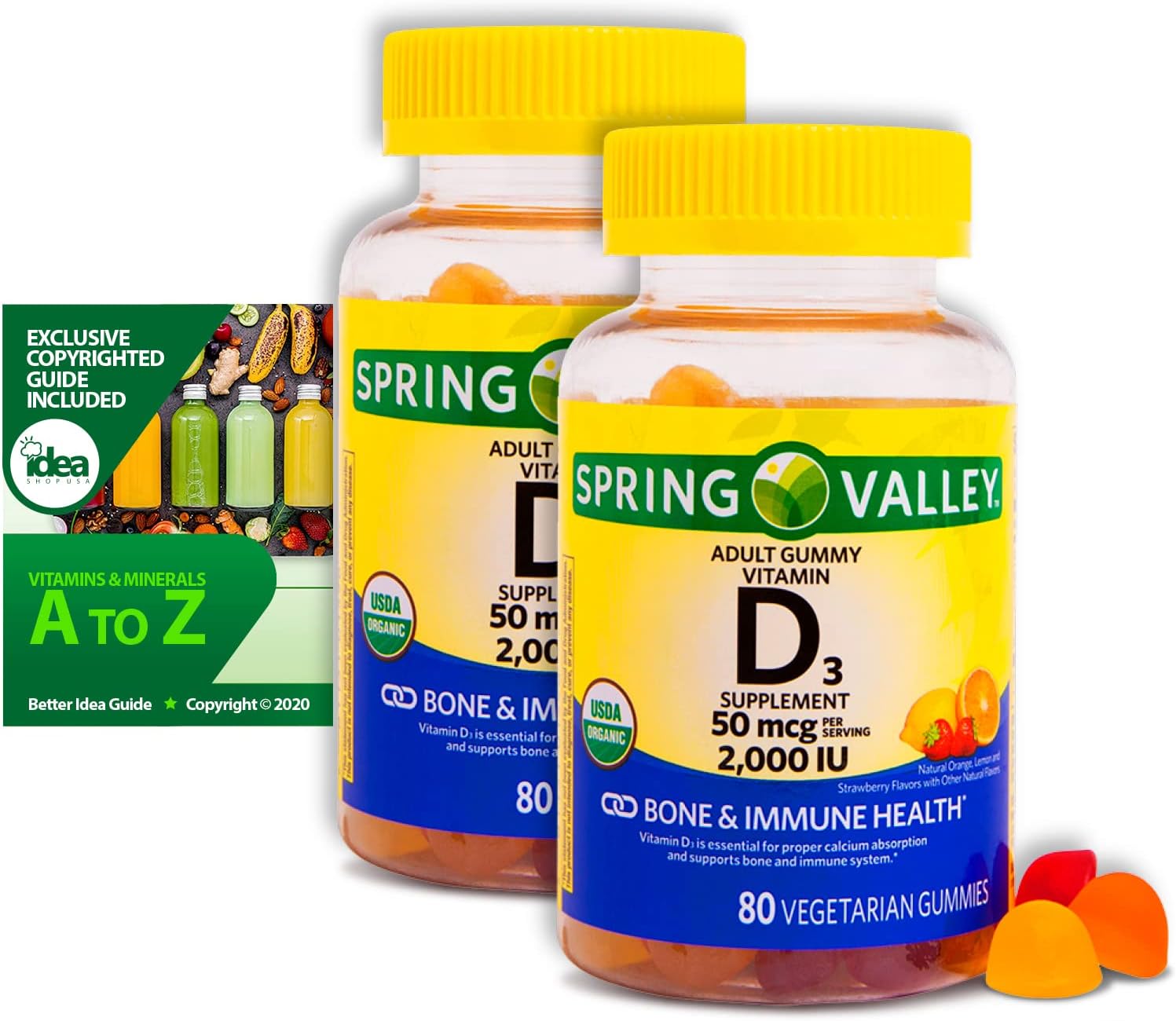 Spring Valley Vitamin D3 Gummy, 2000 Iu, 80ct (2 Pack) Bundle with Exclusive