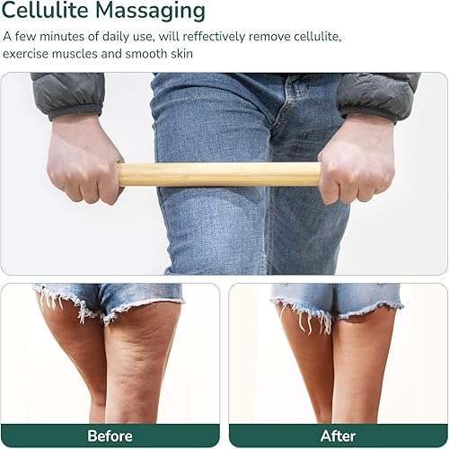 Miniatura 4 de 1 barra de masaje de bambú sólido para moldear el cuerpo, rodillo de masaje de bambú, palos de masaje guasha de bambú, herramientas de masaje de