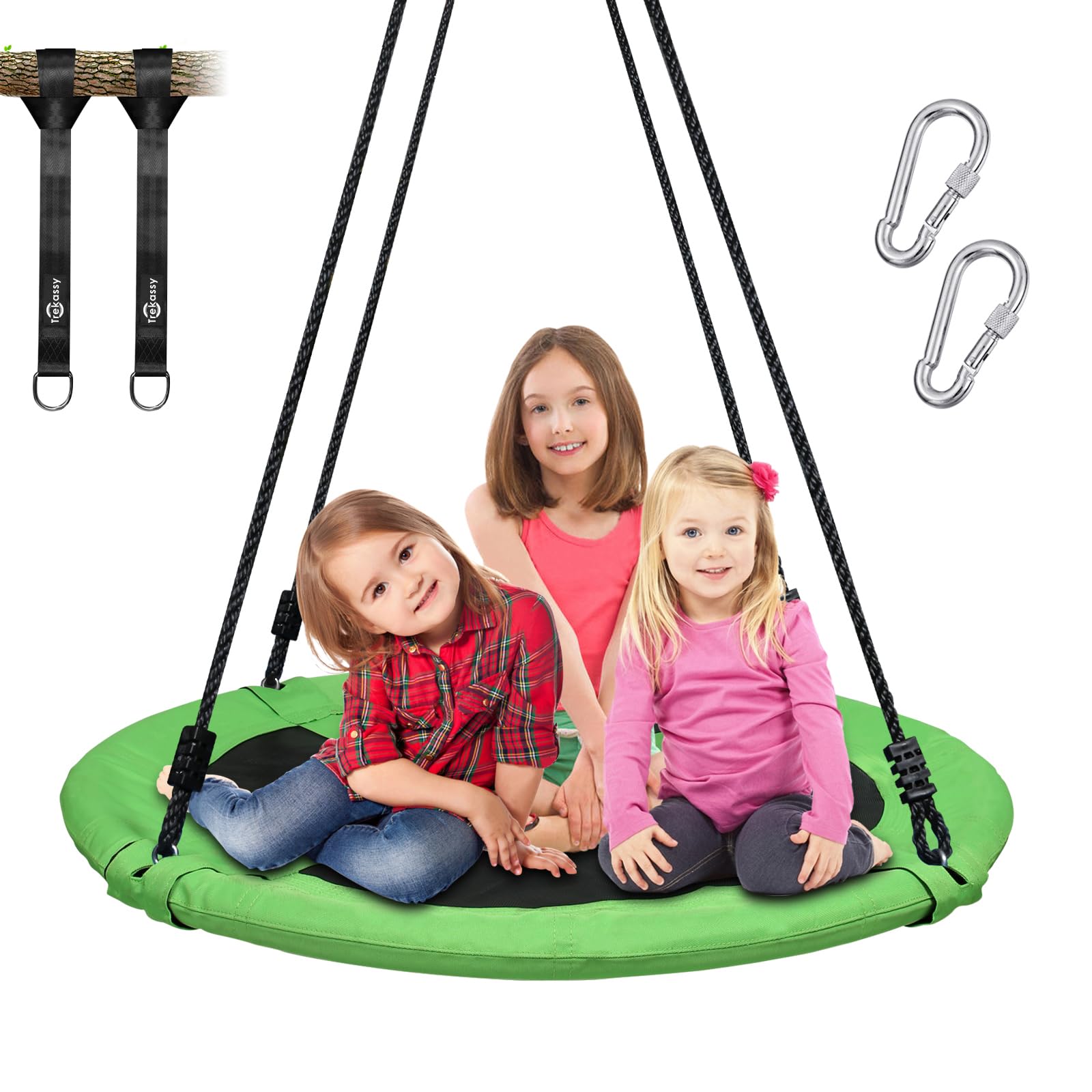 Trekassy 700lb 40 Inch Saucer Tree Swing for Kids Adults Outdoor 900D Oxford Waterproof with 2pcs Tree Hanging Straps, Steel Frame and Adjustable Ropes