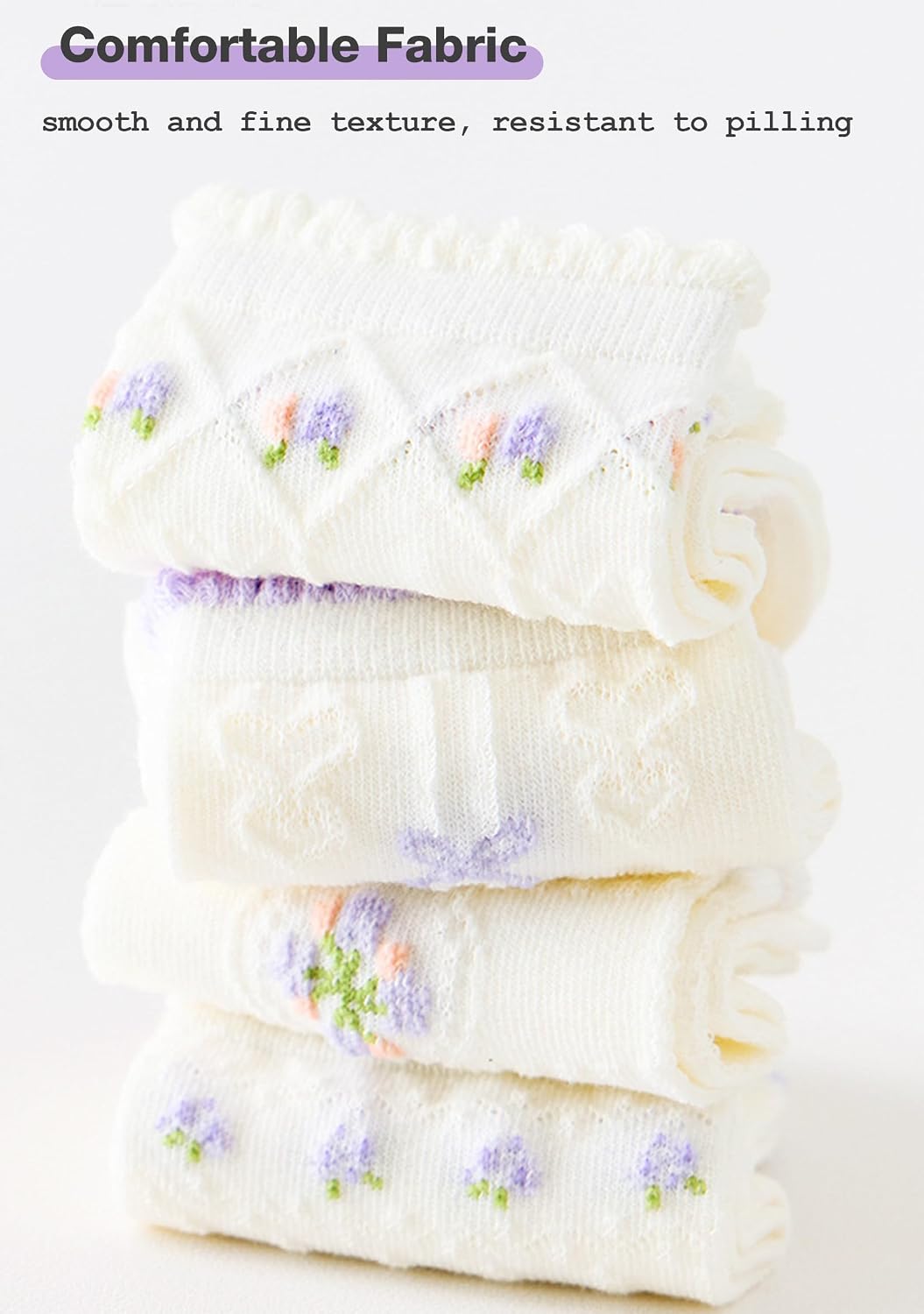 Toddler Girls Ruffle Socks Girl's Frilly Dress Summer Mesh Breathable Solid Crew Socks 5 Pairs