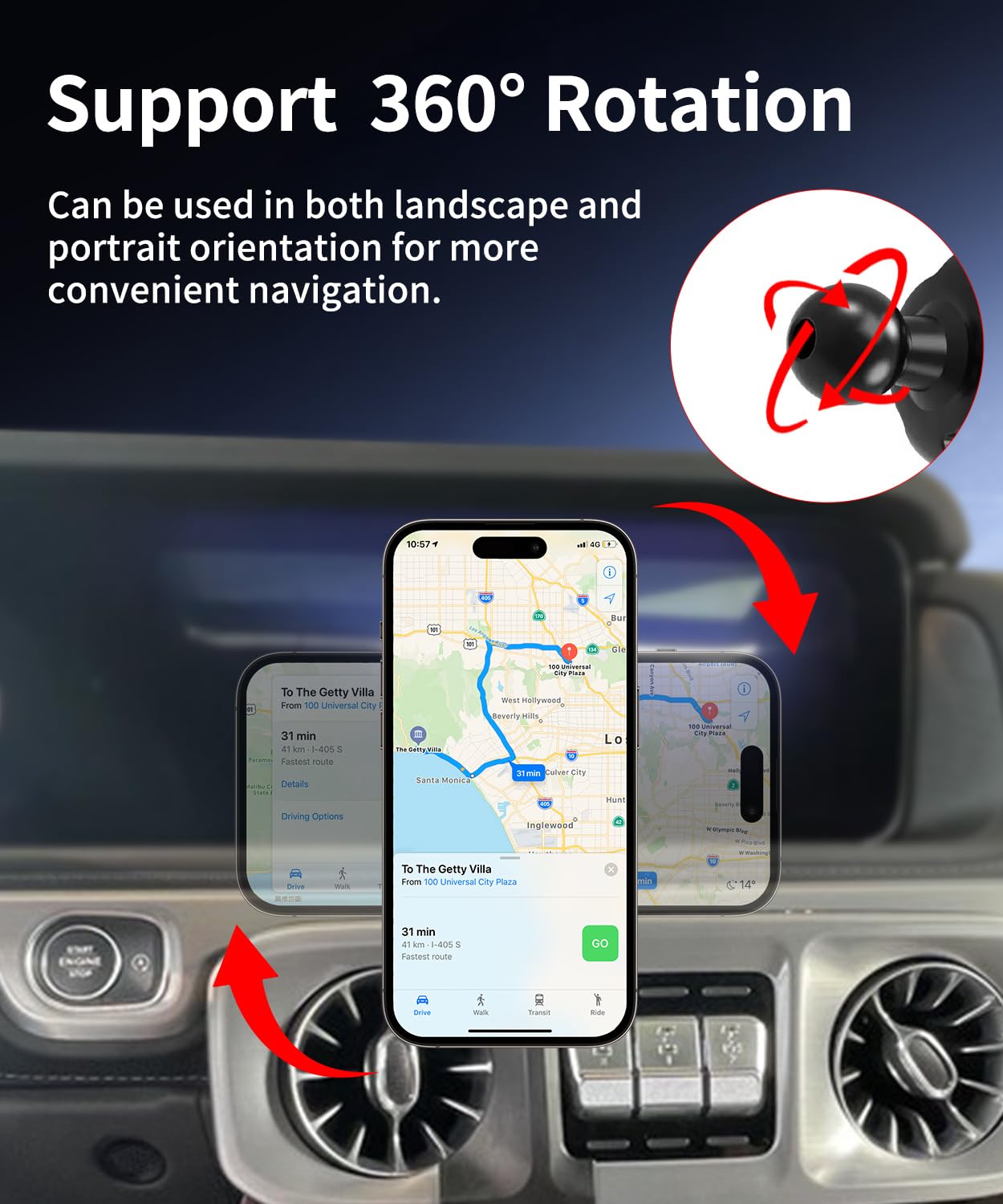 Supporto per telefono da auto per Mercedes Benz Classe G 2019-2026, supporto per telefono cellulare compatibile con MagSafe, rotazione a 360°, mani libere, non influisce sulla bocchetta