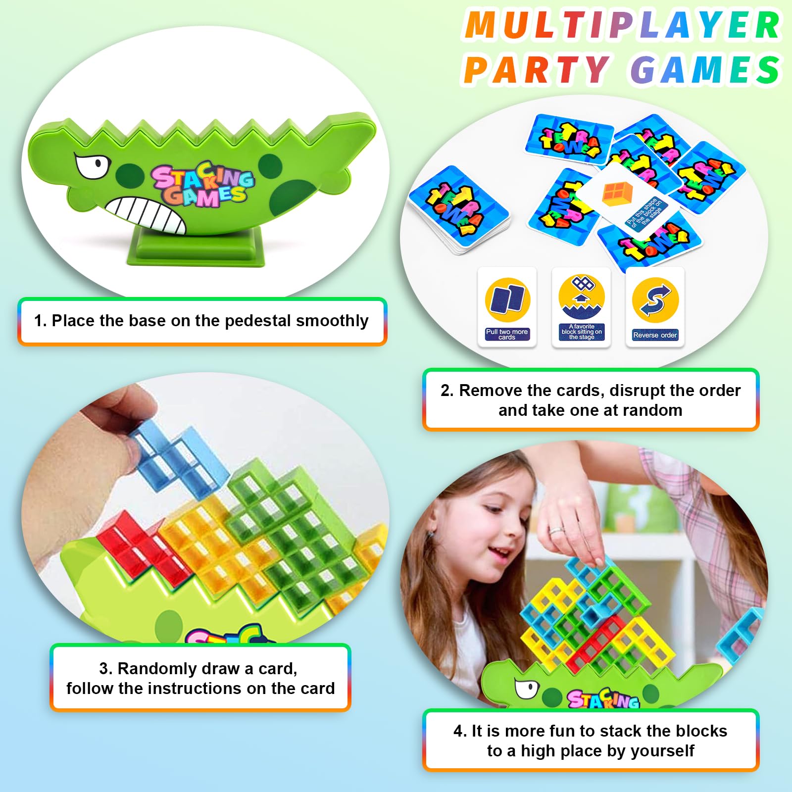 Tetris Balance Game, 64 Pieces Tetra Tower, Jouet d'Équilibrage pour