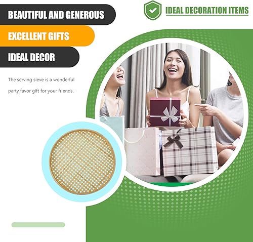 Miniatura 4 de Cabilock - Cesto de bambú para tejer, cesta de frutas y verduras, colador de bambú, tamiz de bambú, plato tradicional chino de bambú (color madera)