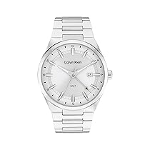 Calvin Klein Orologio con Movimento Quarzo a Tre Lancette e Calendario da Uomo Collezione DISTINGUISH con Cinturino in Acciaio Inossidabile Argentato – 25200489