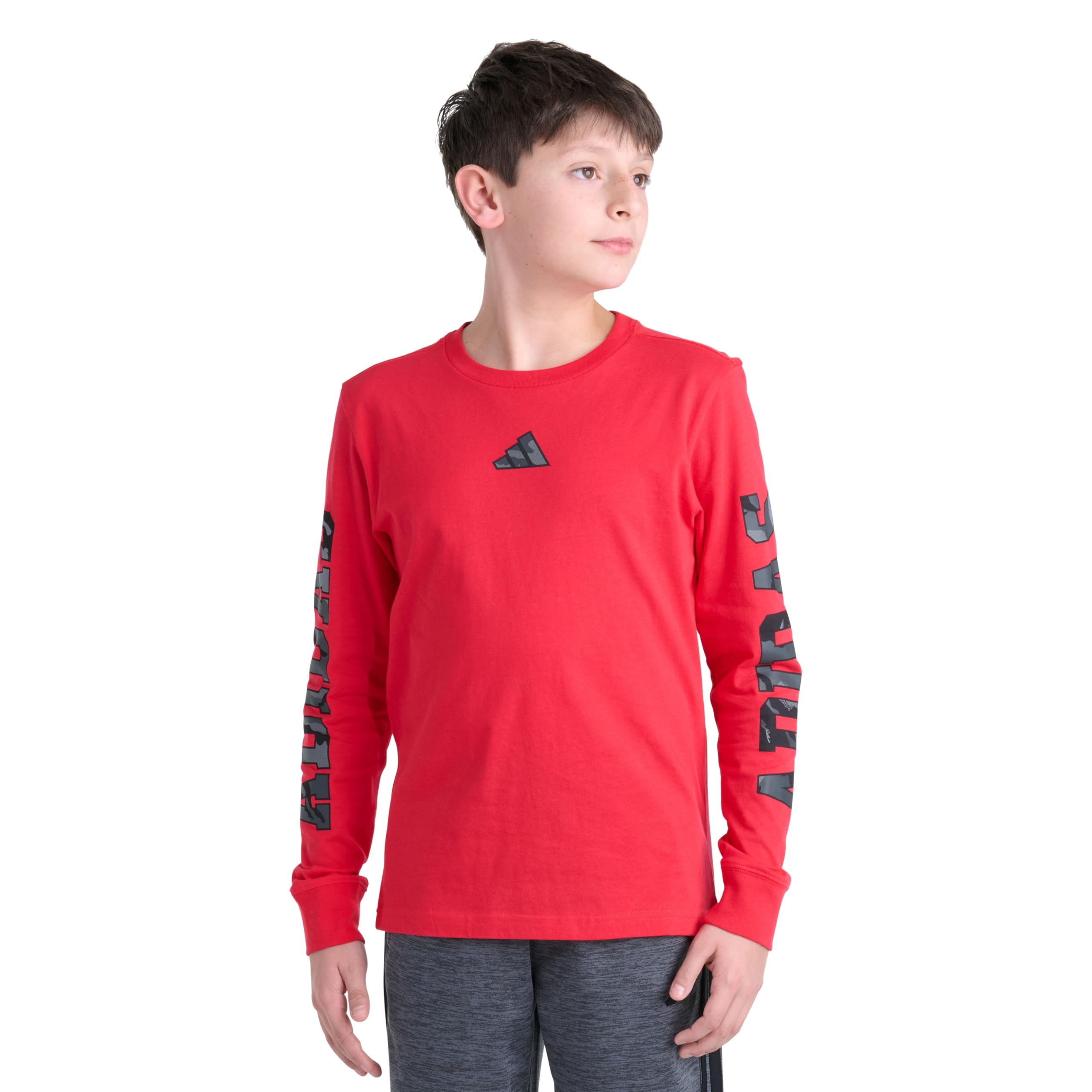 adidas, Boys, Long Sleeve Sportswear Camo Lineage Tee