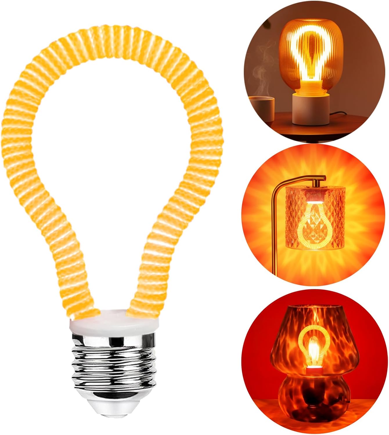 Red LED Spiral Filament Light Bulb, 4W (40W Equiv), E26 Base Decorative Globe Bulb for Valentine's Day Decor, Bedroom Mood Lighting, Bar, Party, Night Light, Non-Dimmable, 2 Pack.