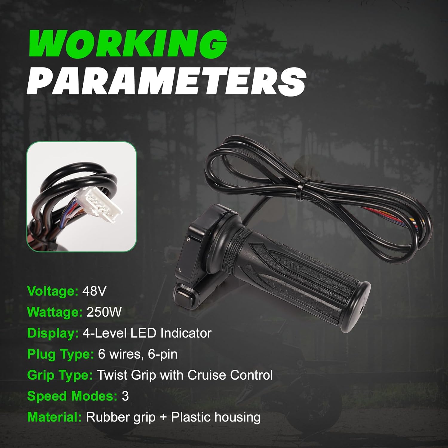 48V Electric Bike Throttle with Cruise Control Button Compatible with DYU D3F Ebike and Kugoo Kirin V1 Electric Bike