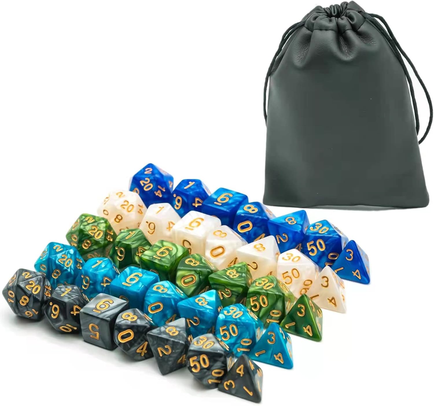 DND Dice Sets, 175Pcs Polyhedral D&D Dice with 4 Leather Bags for D&D Role-Playing Games, RPG Table Games(25Sets)