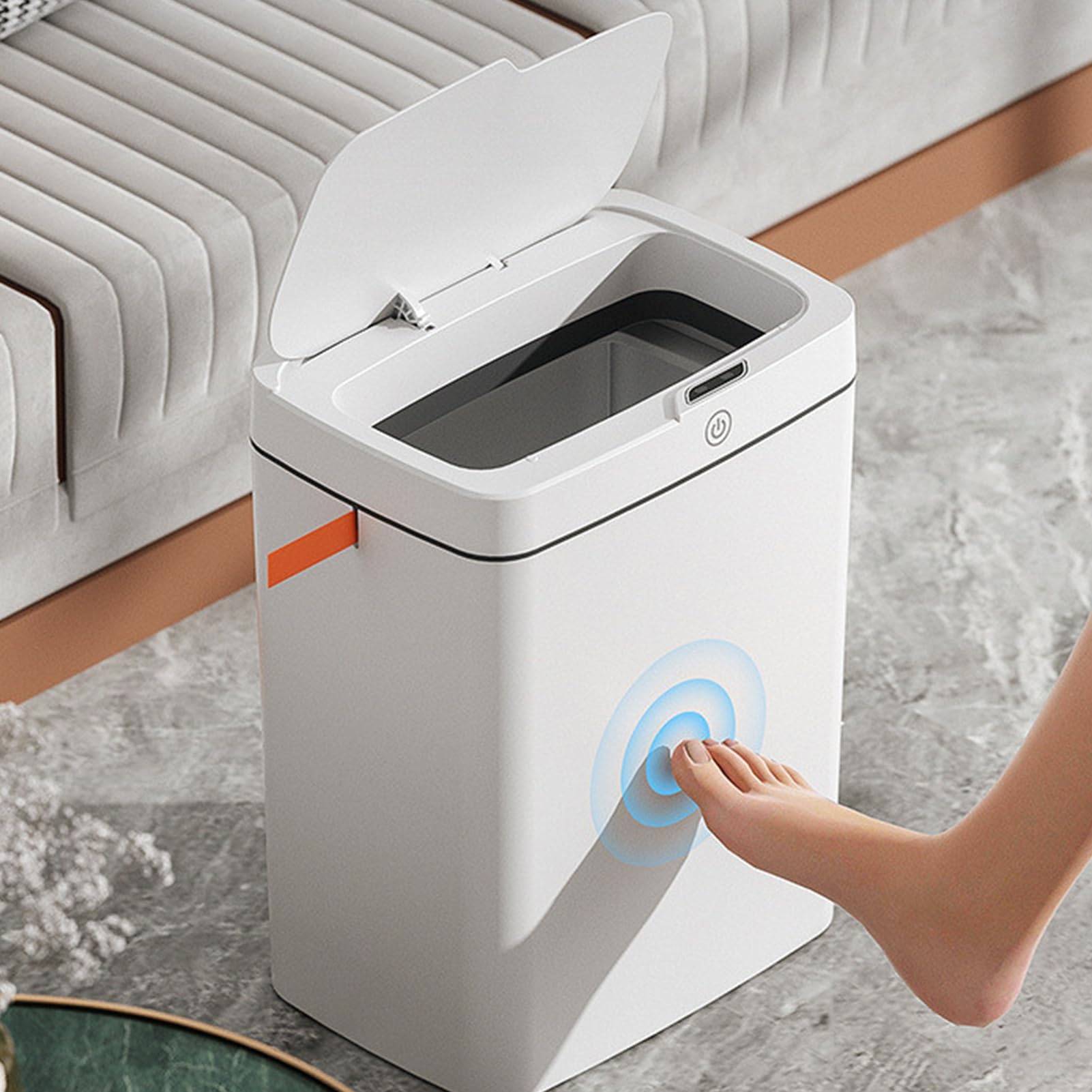 Generico Bidoni della spazzatura senza contatto - Pattumiera ricaricabile tramite USB, cestino automatico, sensore di movimento, camera da, bagno, cucina, coperchio sottile impermeabile