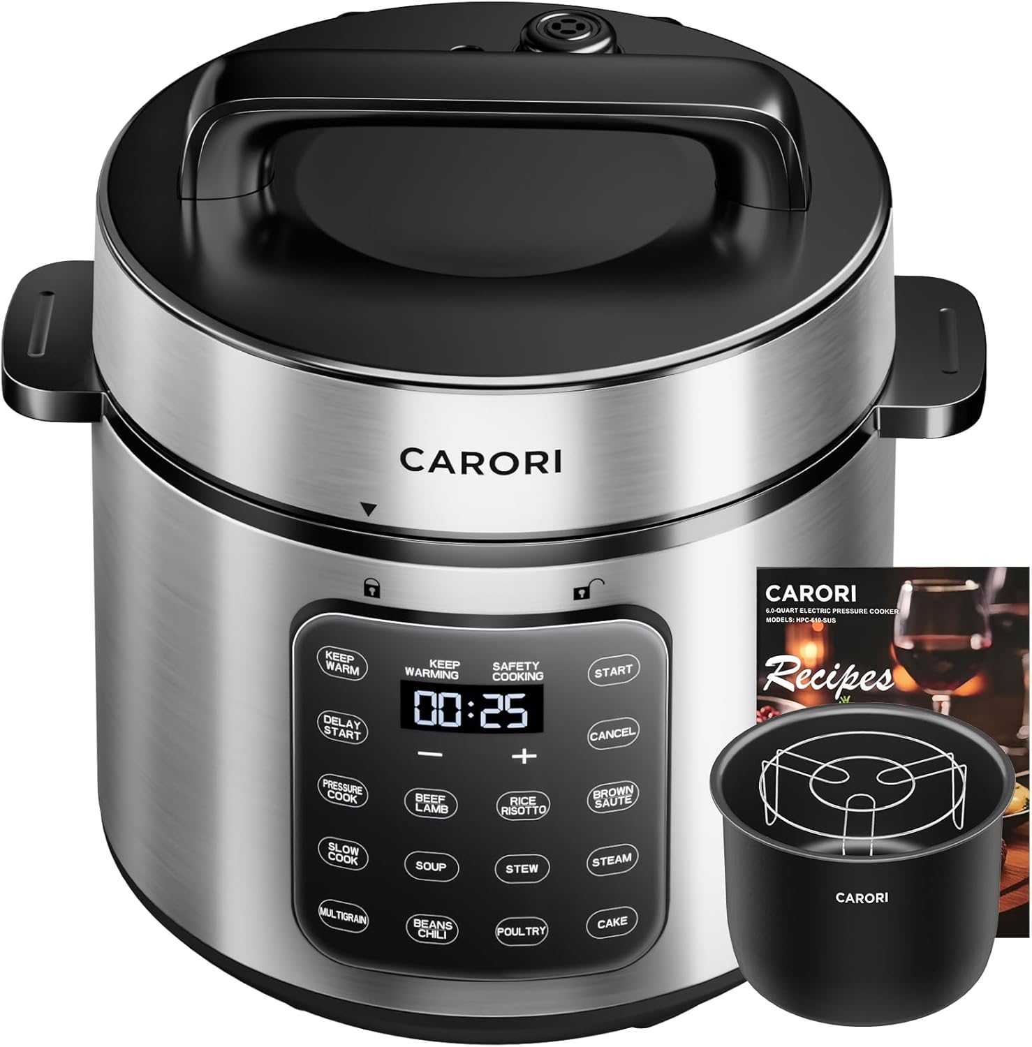 CARORI Pressure Cooker, 12 MultiFunction Cooker with 16