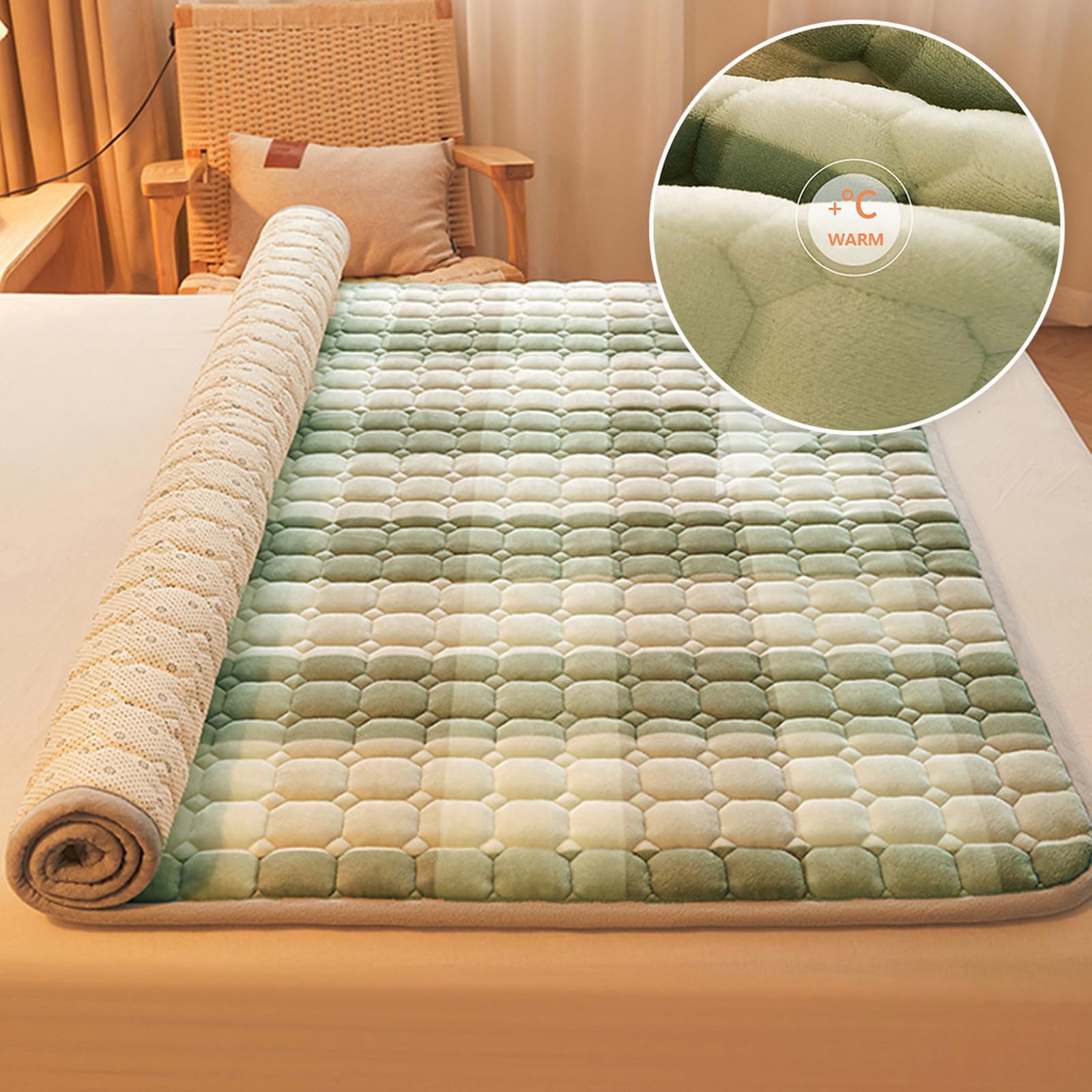 Matratzenschoner 180 x 200 cm Gesteppte Matratzenauflage Blau Weichheit und kuschelige Cashmere-Touch Matratzenbezug für 25 bis 30cm Matraze mit 4 Eckgummis