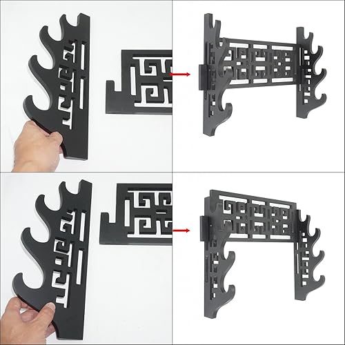 Miniatura 2 de Eforlife Soporte para espada de 4 niveles, soporte de pared para espada samurái, soporte de espada para Katana Wakizashi y espadas estándar (clásico)