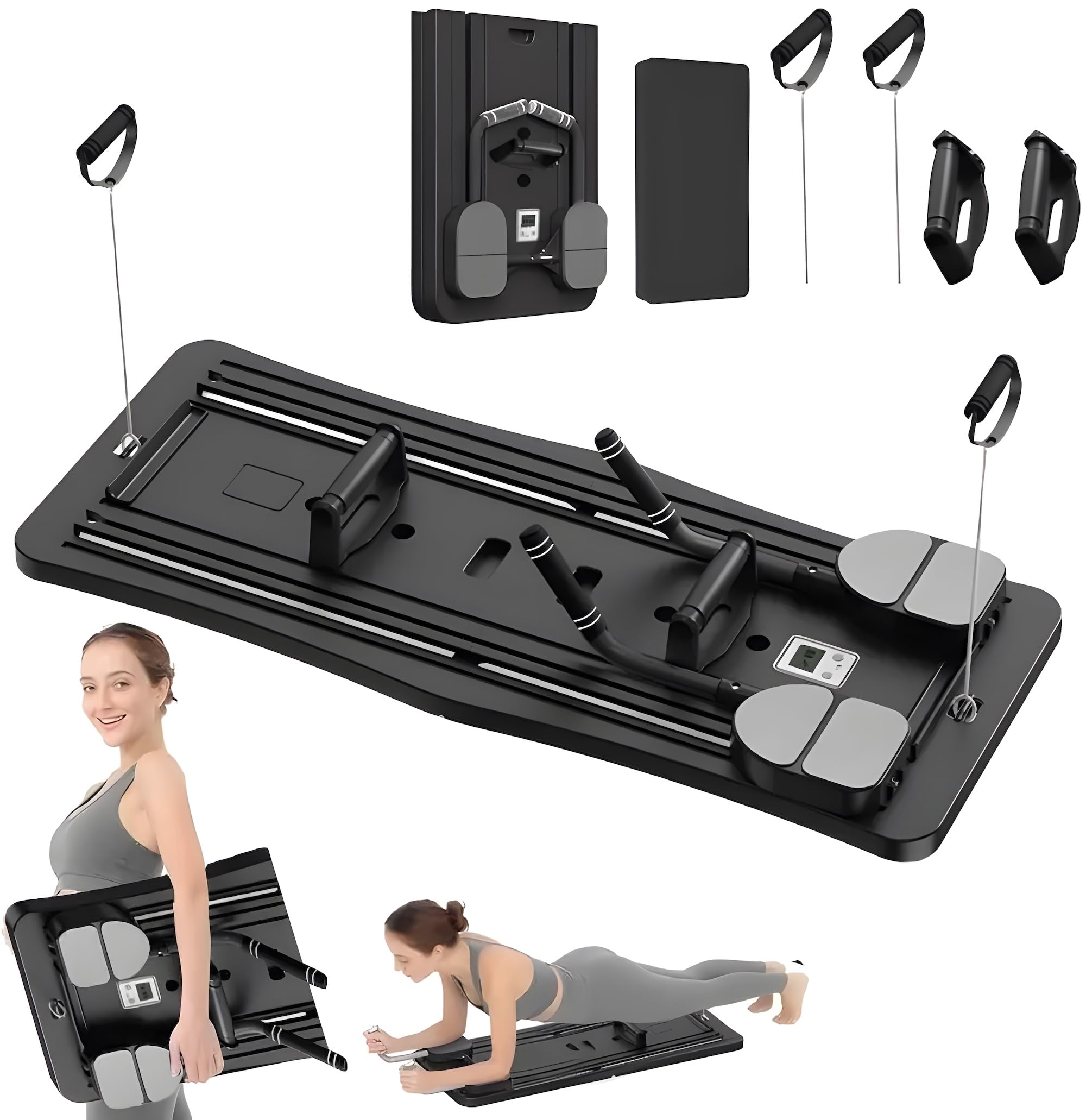 24x7 eMall New 2026 Upgraded Pilates Reformer Board & Multifunctional Ab Core Trainer – Foldable Sliding Bodyboard with Automatic Rebound, Timer, and Elbow Support – Home Workout Equipment-image-42