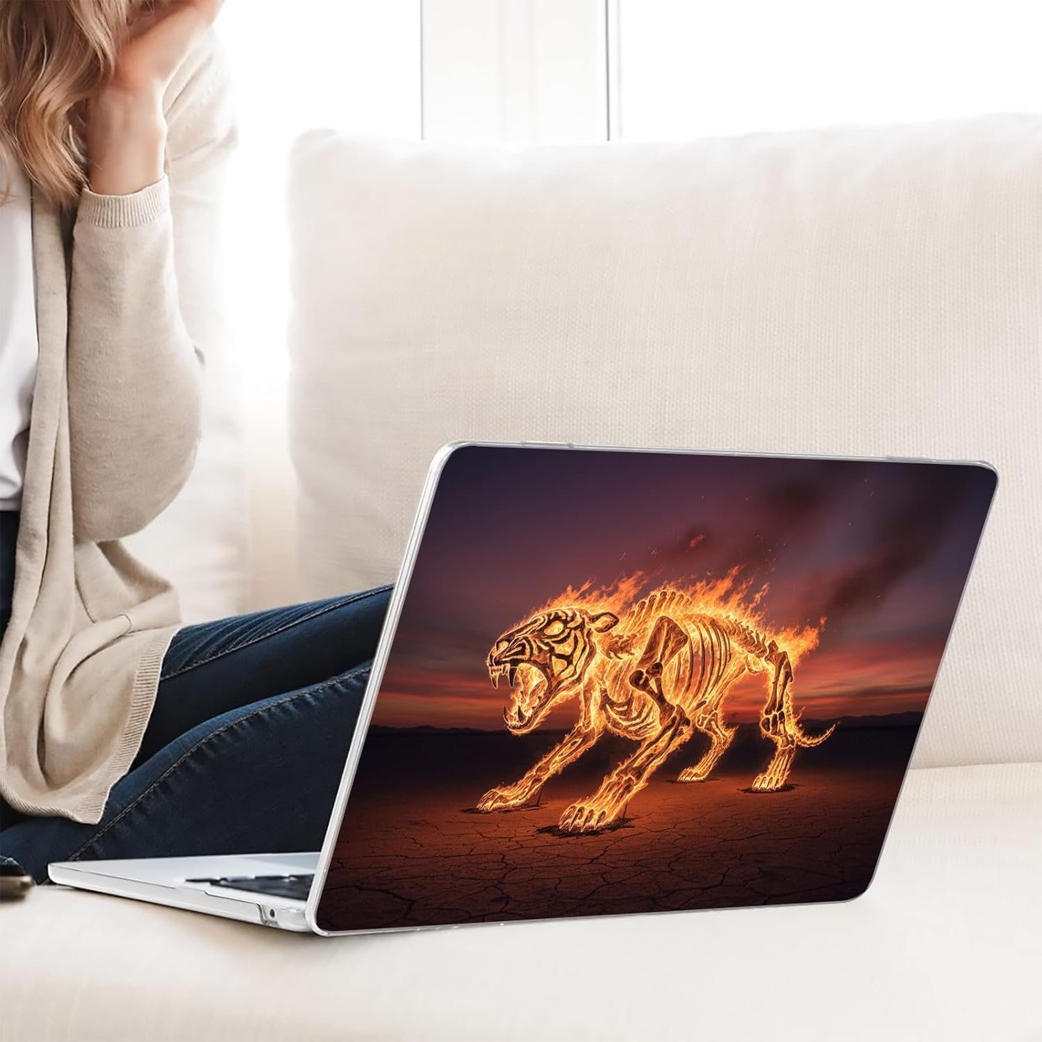 Compatible with MacBook Neo 13-inch, Hard Shell Case with Keyboard Cover and Screen Protector (A3404 A18 Pro chip, 2026 Release) - Tiger Skeleton MC22610