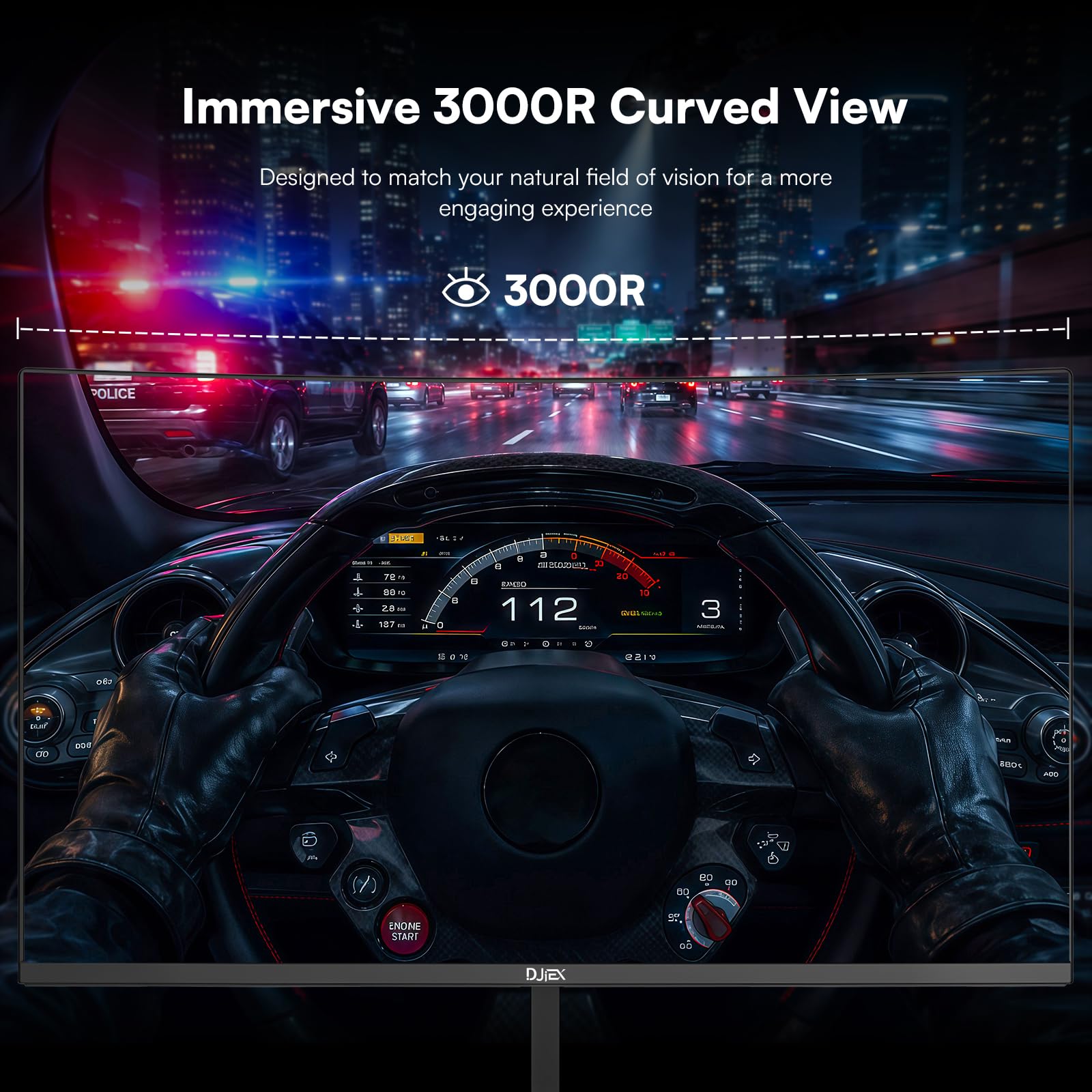 Monitor curvo per gaming da 24 pollici, 200 Hz, FHD 1080p con 3000R, contrasto 4000:1, tempo di risposta di 1 ms, 99% sRGB, AMD FreeSync, Eye Care, HDMI 2.0 e DP