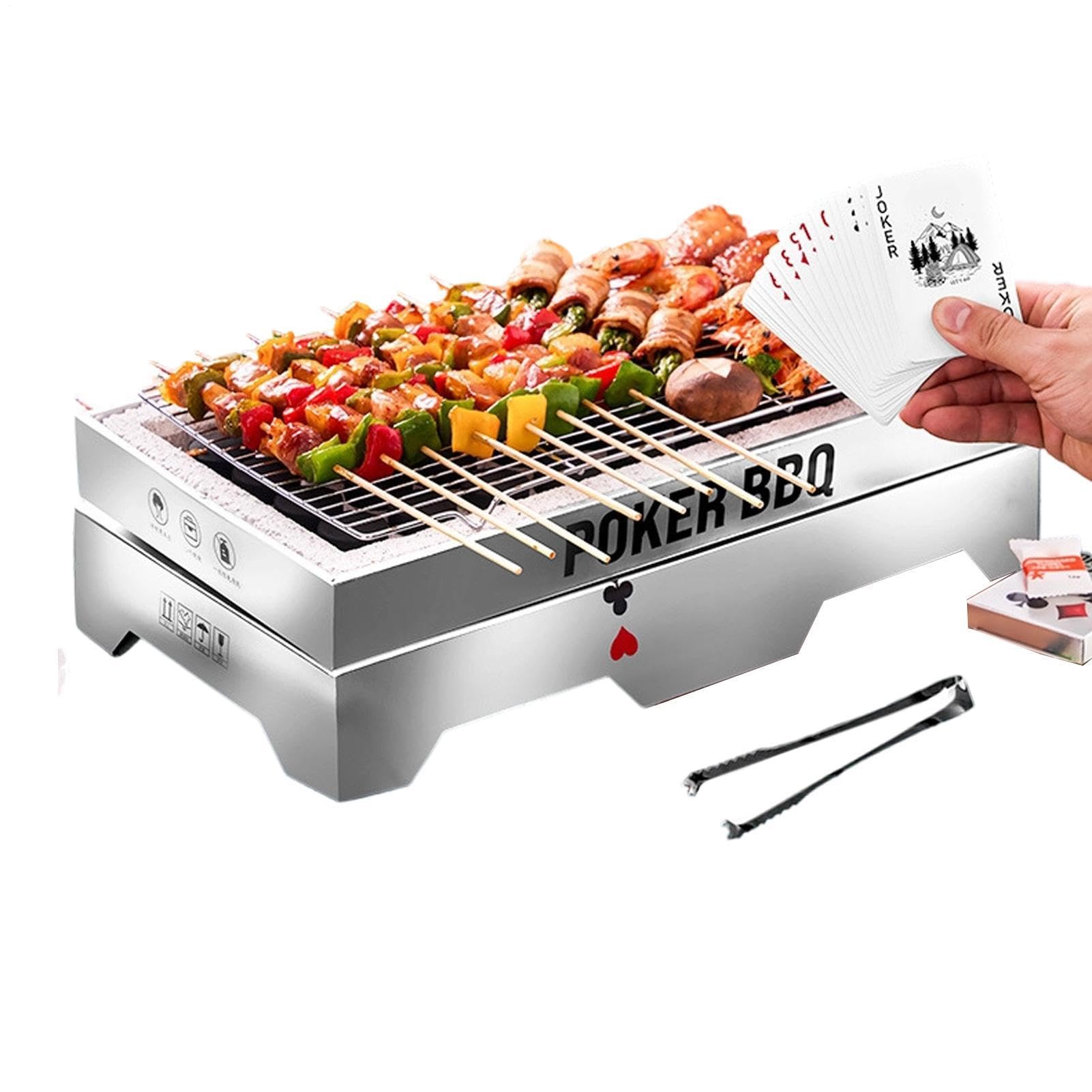 Kempingowy Grill Węglowy Mały piecyk do grillowania | Stolikowy grill kempingowy na plażę, do ogrodu, na podwórko, podczas wędkowania, na wycieczki, spotkania rodzinne i imprezy