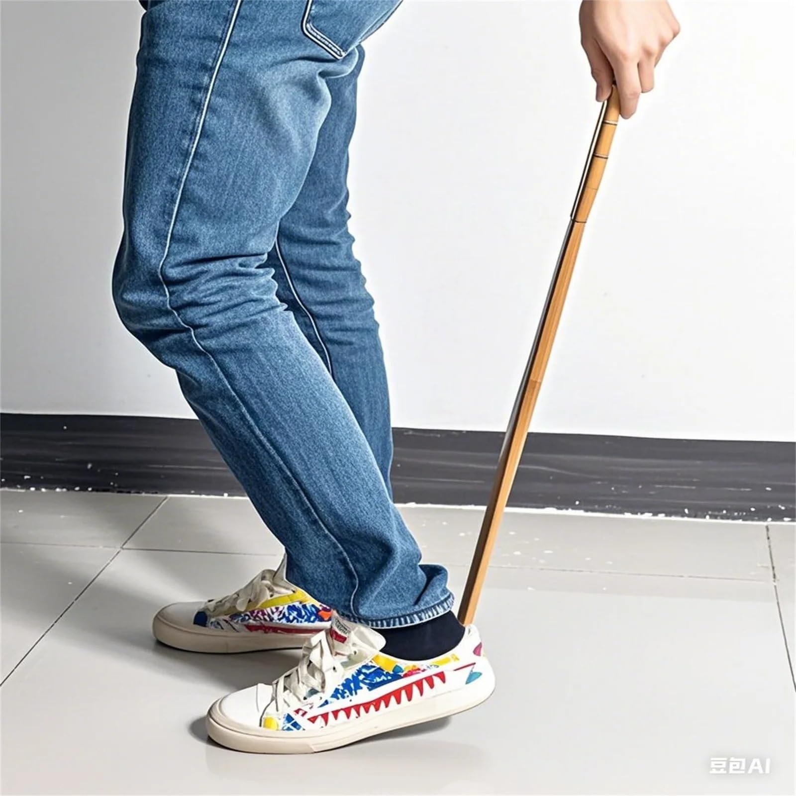 Cuerno de zapato con mango extralargo de madera de 54 cm for calzador for personas mayores