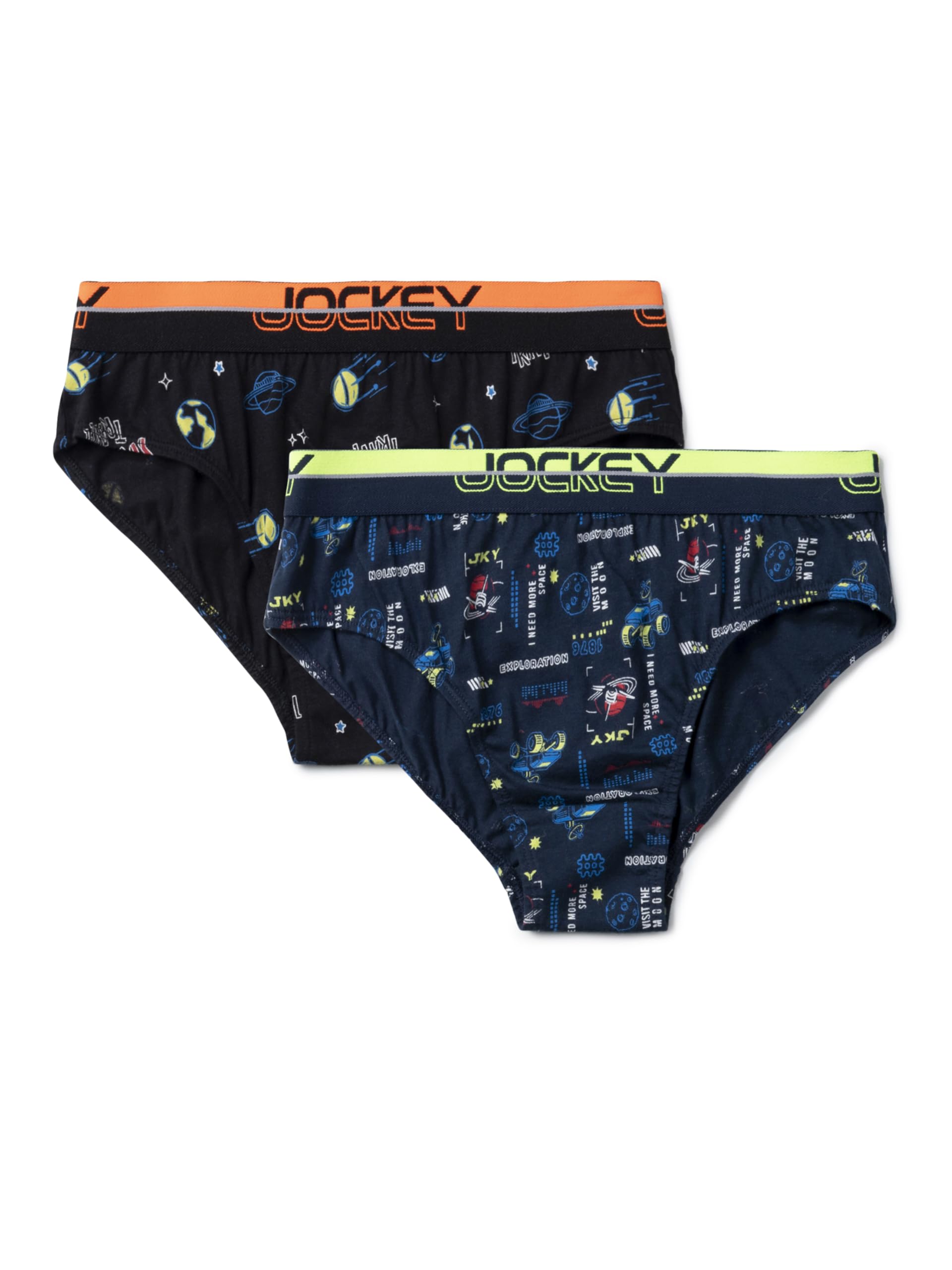 JockeyPB04 Boy's Super Combed Cotton Elastane Stretch Printed Brief with Ultrasoft Waistband (Pack of 2)
