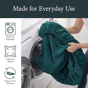 Ababy Custom Size Baby Fitted Sheet Muslin Cotton for Bassinet, Crib, Cradle & Toddler Mattress Soft Breathable Fabric, 360 Elastic, Machine Washable, Multiple Colors (Deep Teal)