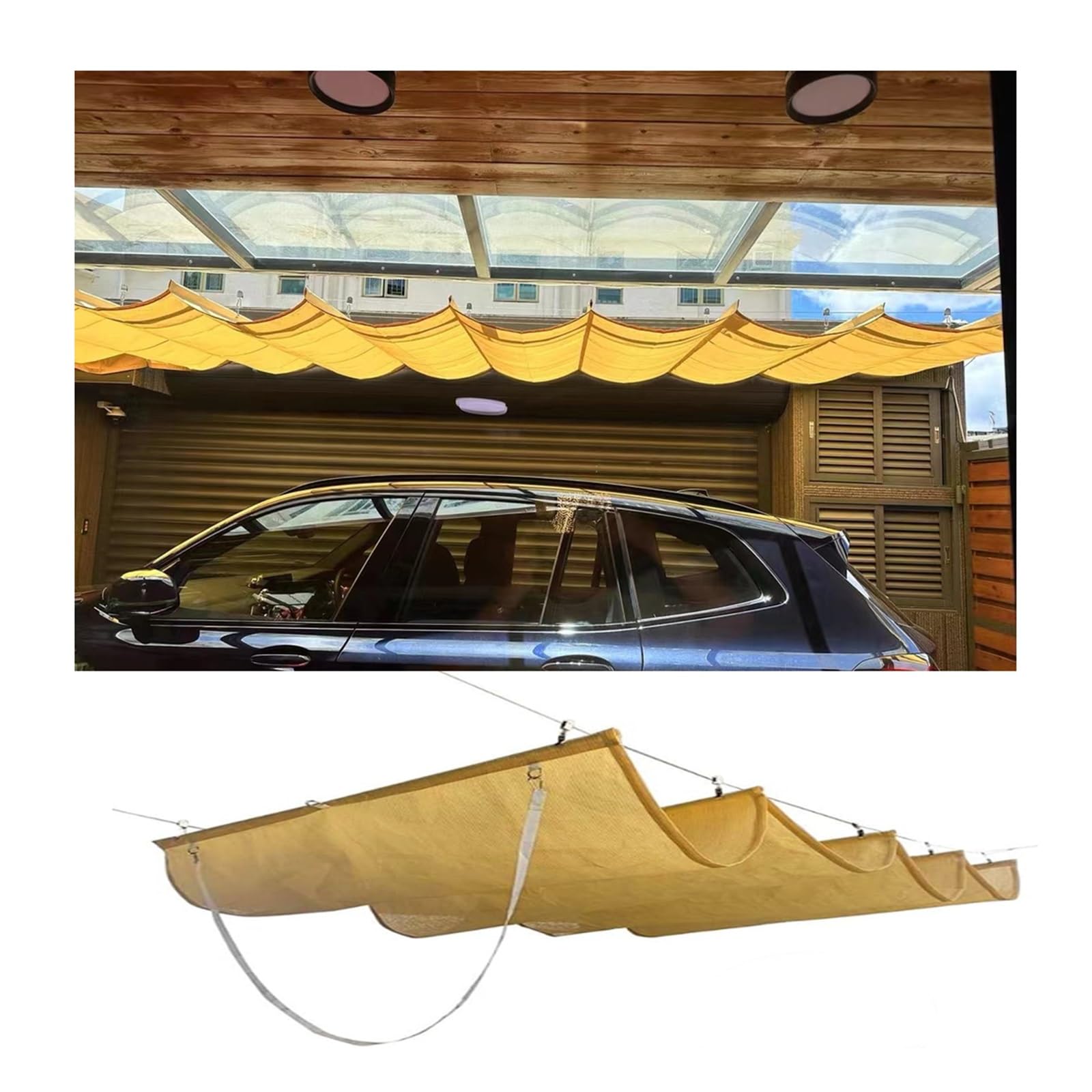 LYGSWDB Copertura per Vela da Esterno Regolabile con Blocco UV a Forma di U con Kit di Fissaggio da Sole Retrattile con filtraggio della Luce Traspirante 1,1 MX 4 m (3,6 Piedi x 13,12 Piedi)