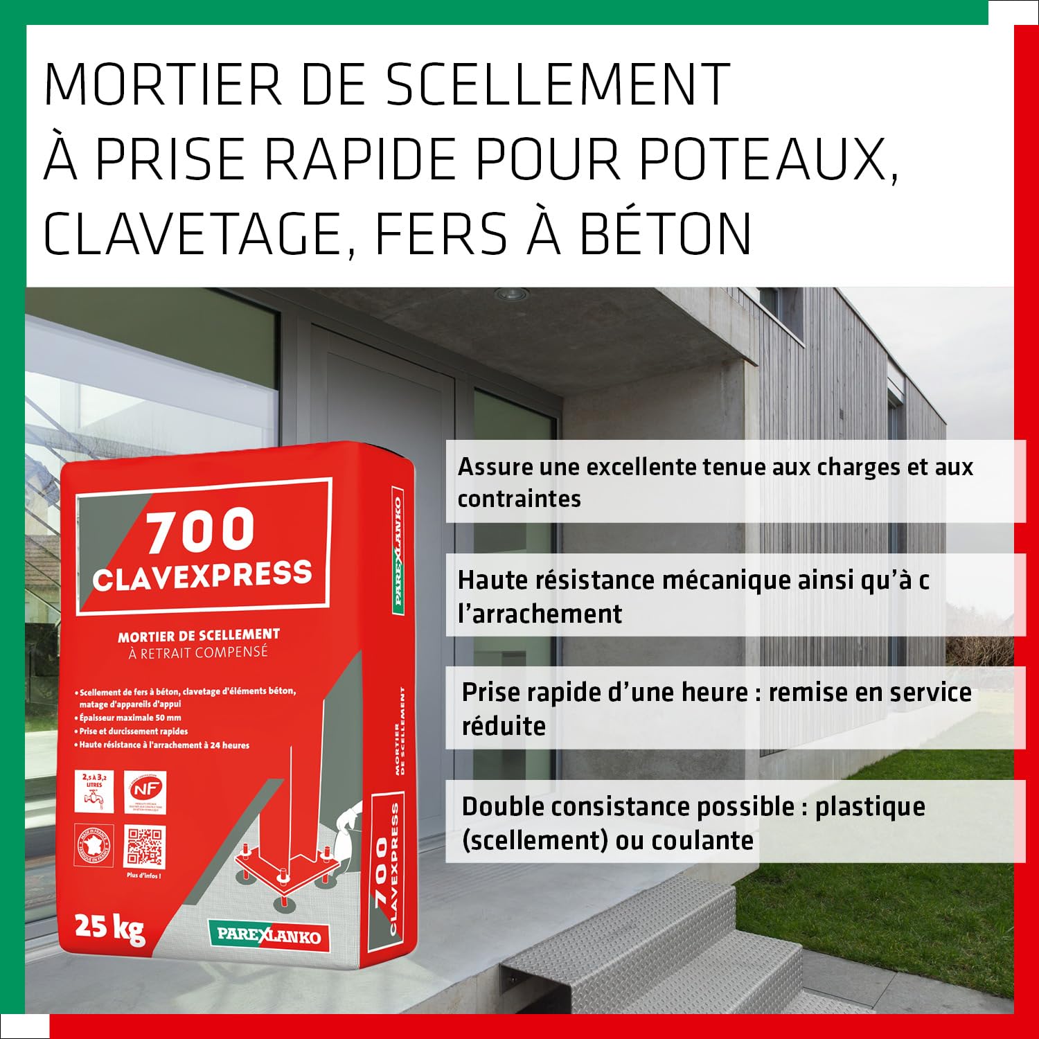 PAREXLANKO - Mortier de scellement - 700 CLAVEXPRESS - Gris - 25kg