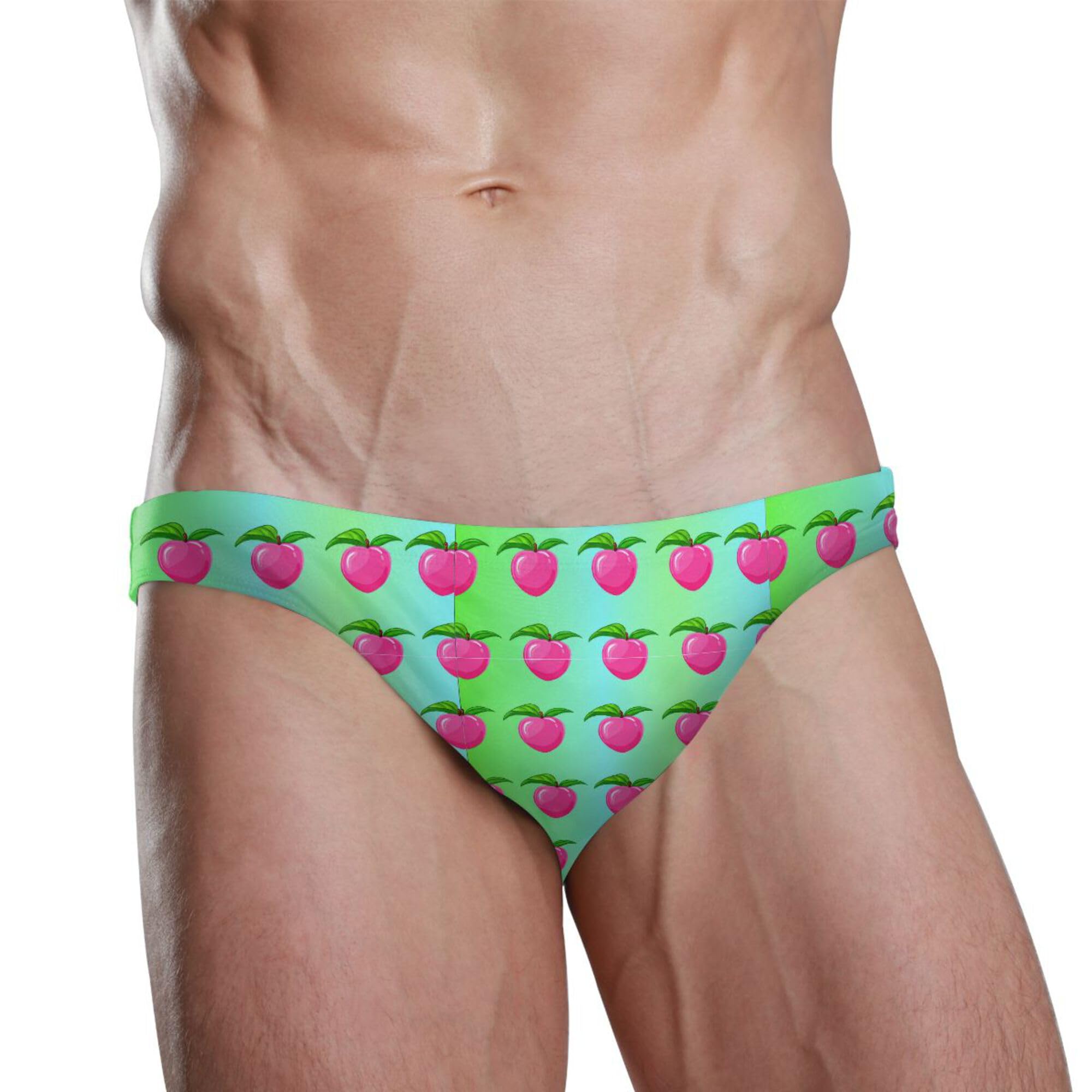 Pink Peach Fruit Mens Swimwear Swim Briefs Bikini Swimsuit for Summer Beach L B0405126