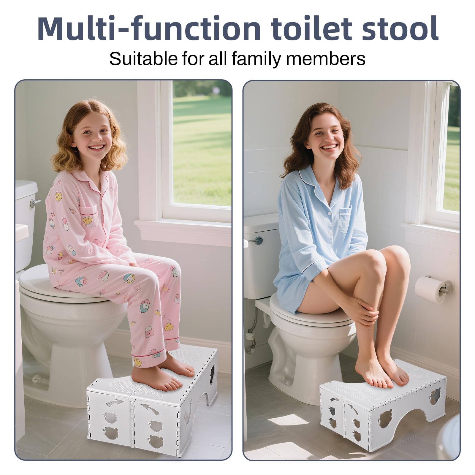 Składany taboret toaletowy do łazienki Biały fizjologiczny Squatty Potty dla dorosłych i dzieci – taboret do WC do łazienki i WC
