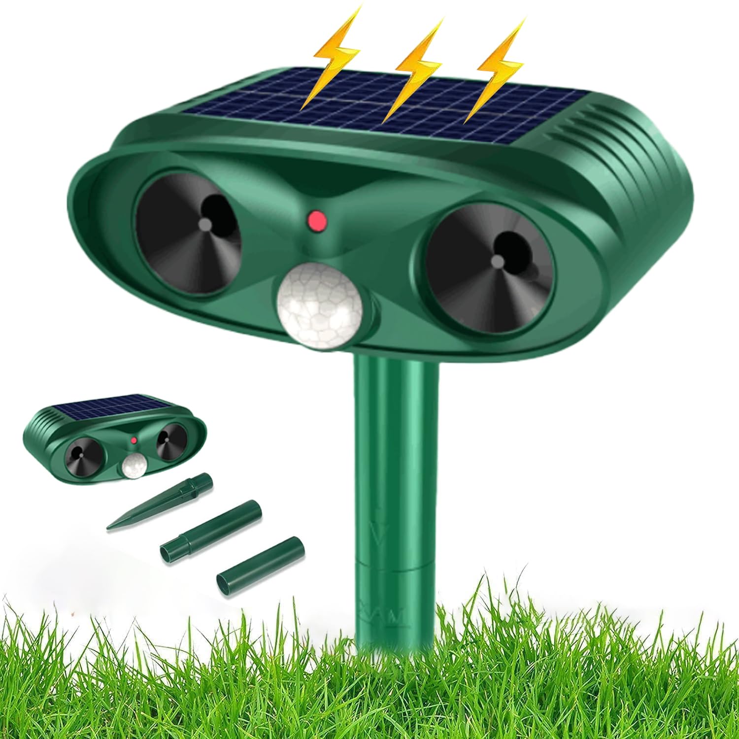 Répulsif solaire à ultrasons chat élimine les déjections de chiens et dégâts d'oiseaux étanche IPX4