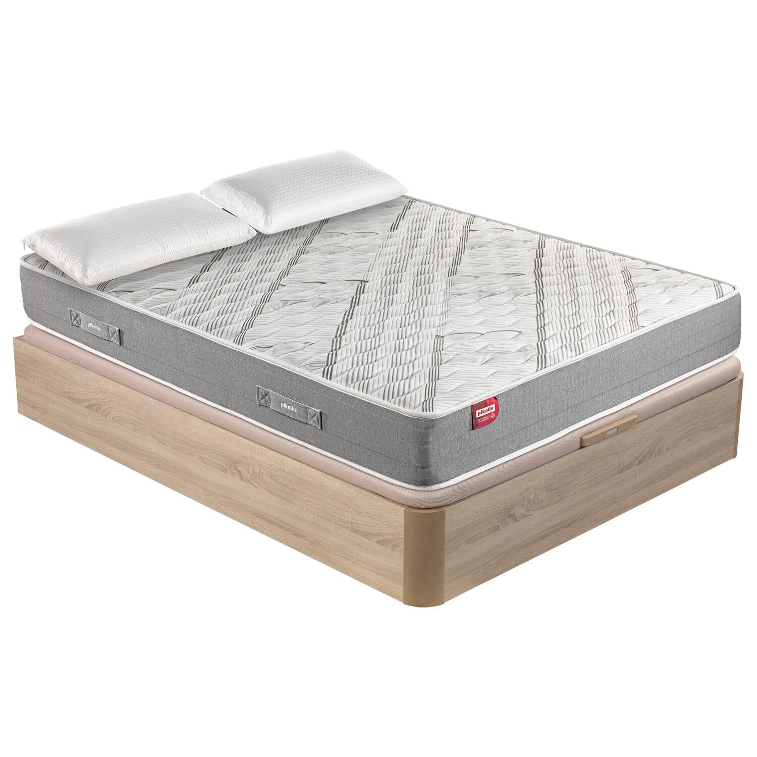 PIKOLIN Pack Colchón Arce + Canapé Natural + 2 Almohadas Montaje Incluido