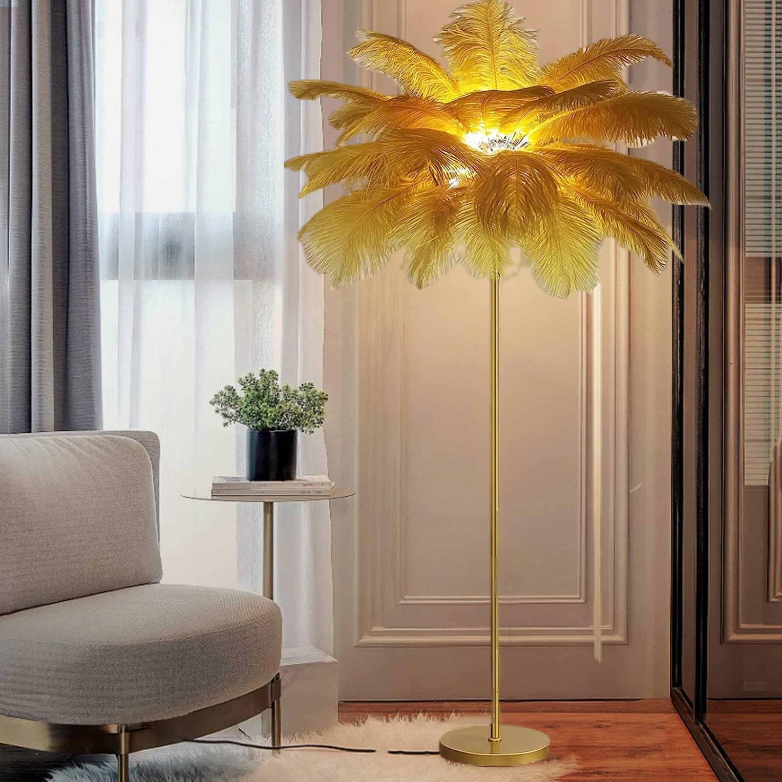 Natural Ostrich Feather Lap Floor, Feather Laps Odern Bedroo Standing Lap With White