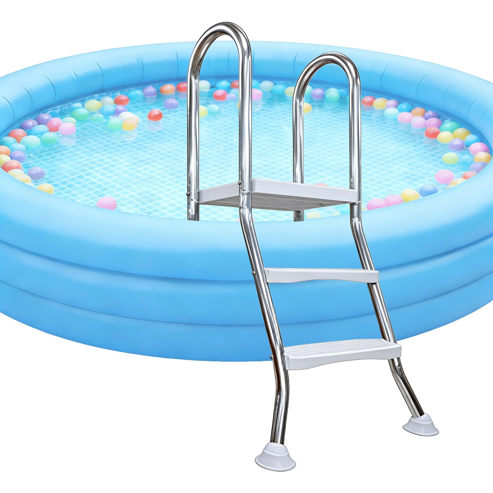 MSHGSKU Pool Ladder for Above Ground Pools, Double-Sided Entry & Exit, Non-Slip Steps, 2-5 Step Options, Max Load 551 lbs, Stable