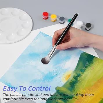 Giantree 9 PCS Mop Brush for Acrylic Painting, Oval Blending Brush for Acrylic Painting, Mop Brushes Watercolor with Short Plastics Handle for Watercolor Gouache Face Oil Paintings (Black)