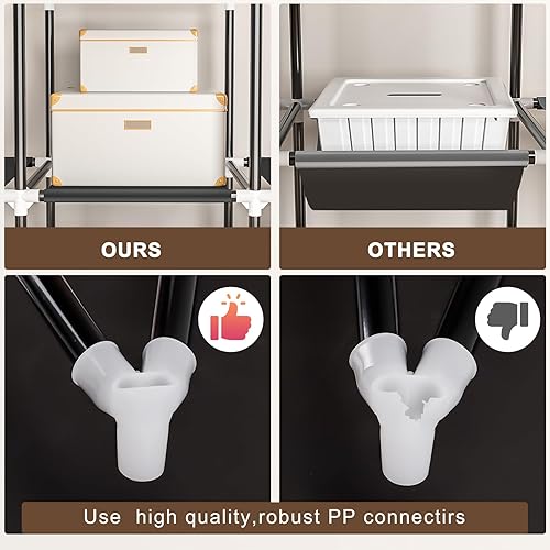 Miniatura 6 de Armario portátil de 66 pulgadas para colgar ropa, organizador de ropa de gran capacidad con cubierta, 4 varillas para colgar, 8 estantes de