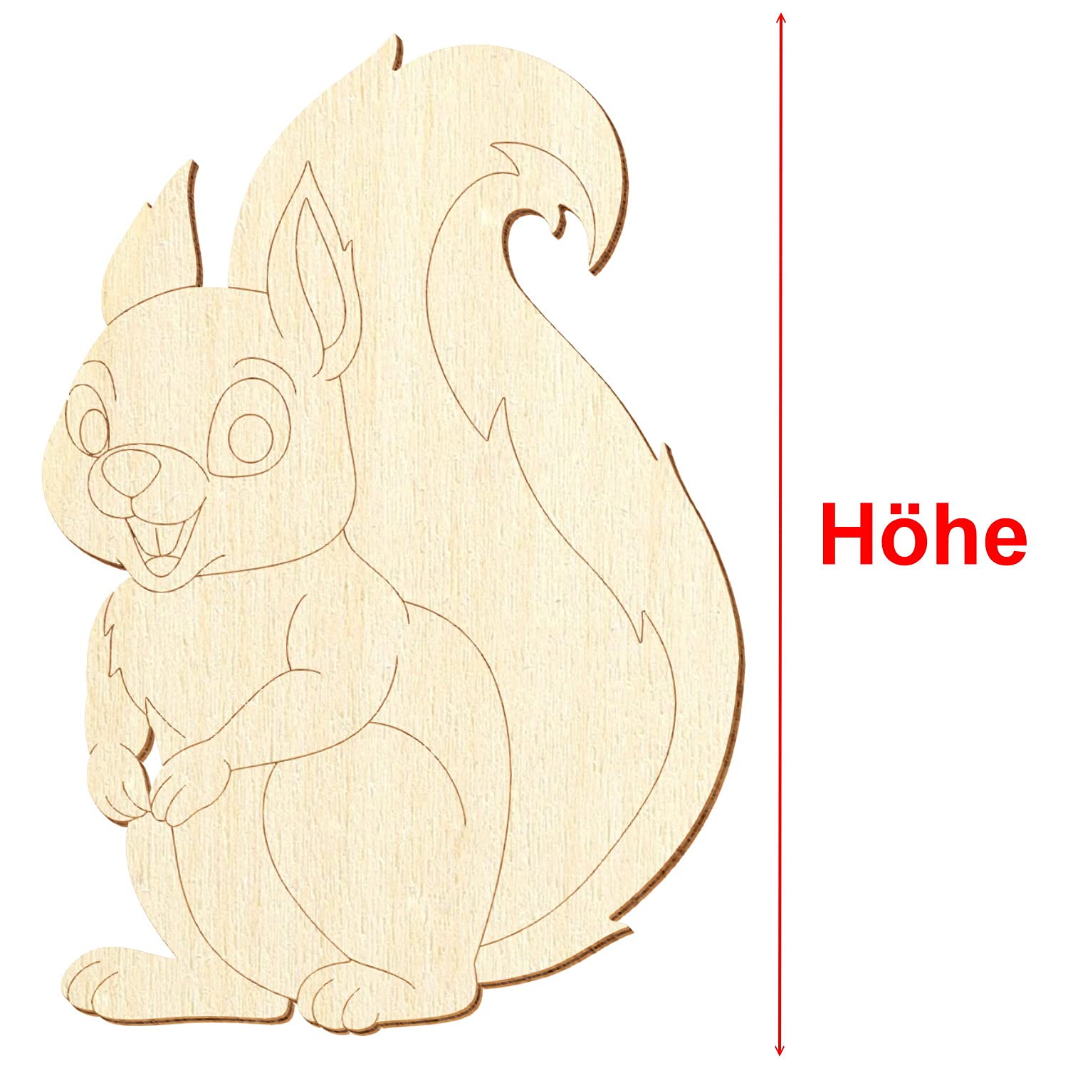 Lot de 100 écureuils en bois V3 - Décoration bricolage - 5-50 cm - Hauteur : 18 cm