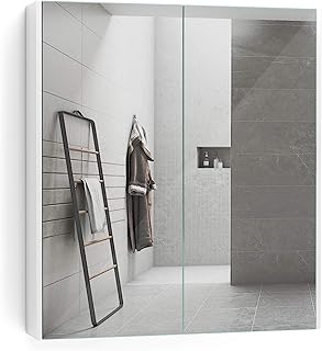 Sponsored Ad – COSTWAY Bathroom Mirror Cabinet, Wall Mounted Storage Cupboard with Shelf, Home Kitchen Living Room Display...