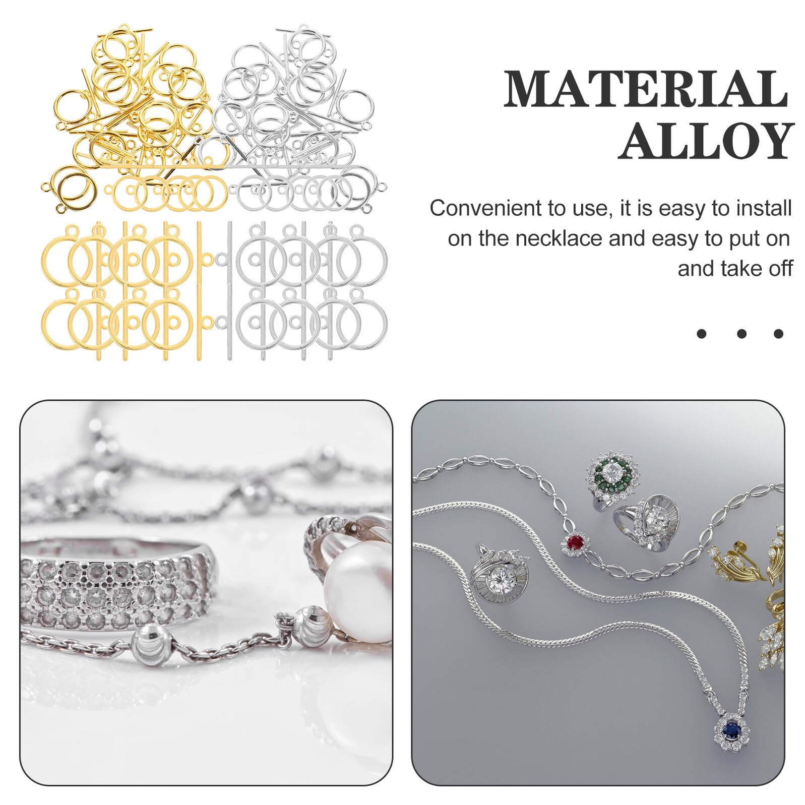 SHINEOFI 360 Set Chiudibijoux in per Braccialetti e Collane Chiusure Aperte Facili da Installare per Creazioni Te Accessori Leggeri con Superficie Liscia per Gioielli Personalizzati
