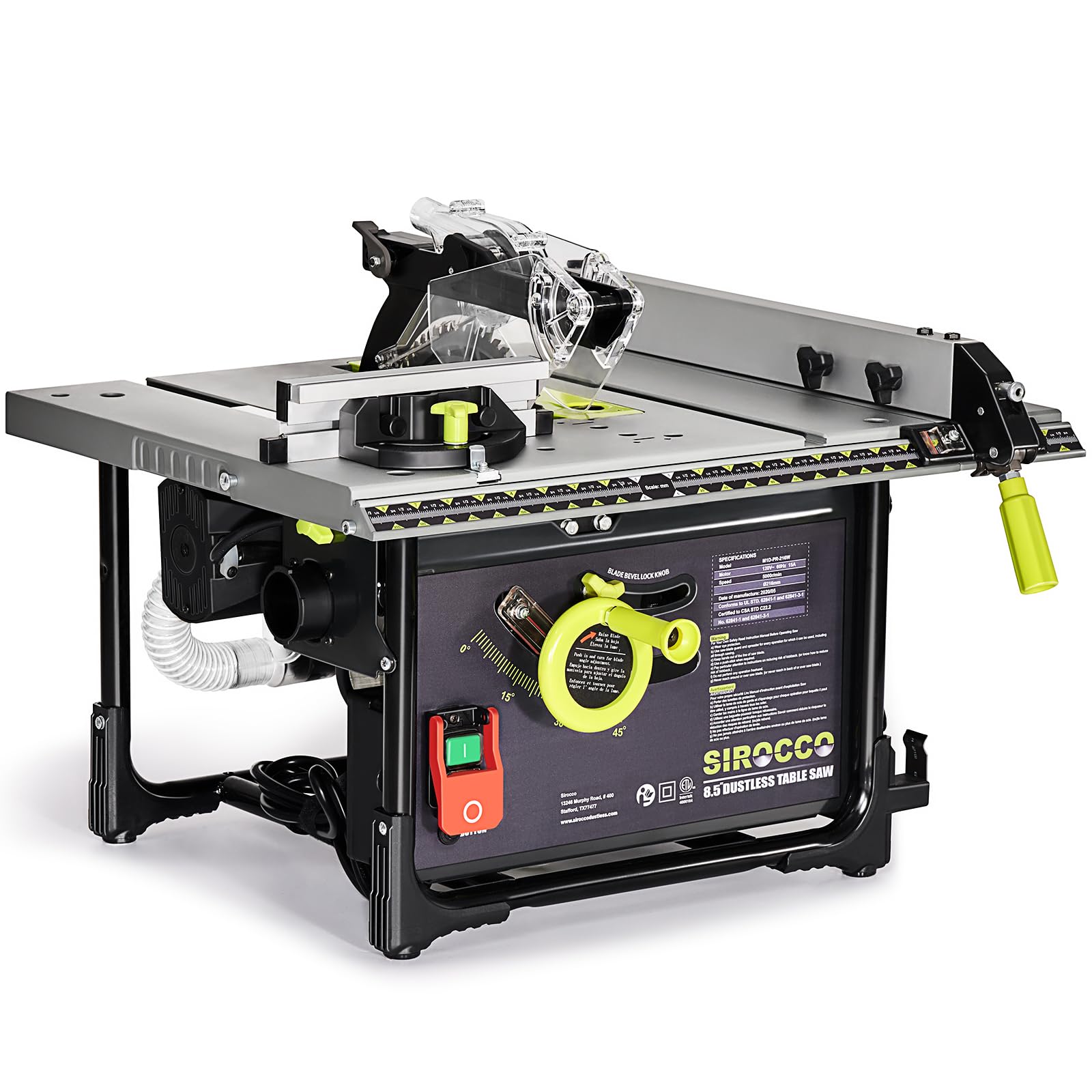 FINAL SALES SIROCCO Dustless Table Saw 8.5" for Jobsites, Portable 98.5% Dust Collection Rate Cutting Speed Up to 4500RPM, 60T Blades (Standard) NO RETURN, NO REFUND, NO STAND