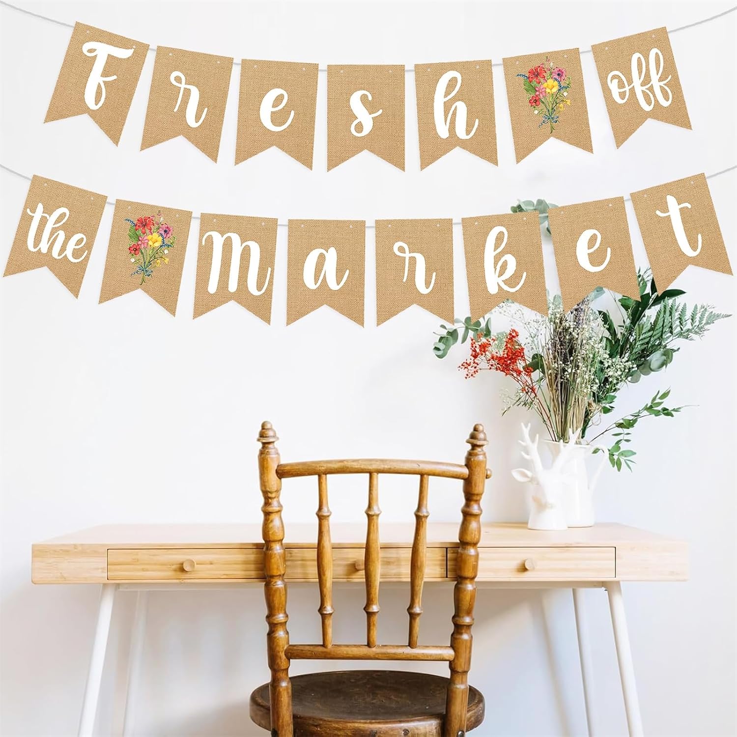Fresh Off The Market Bridal Shower Banner Garland for Shes Off The Market Decor Farmers Floral Bachelorette Party Decorations