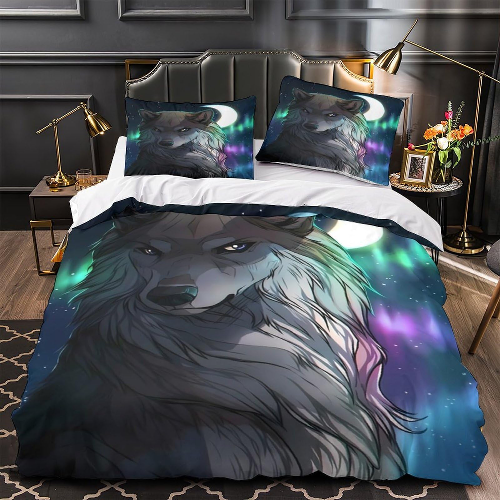 Housse de couette loup 3d super douce anti-transpiration