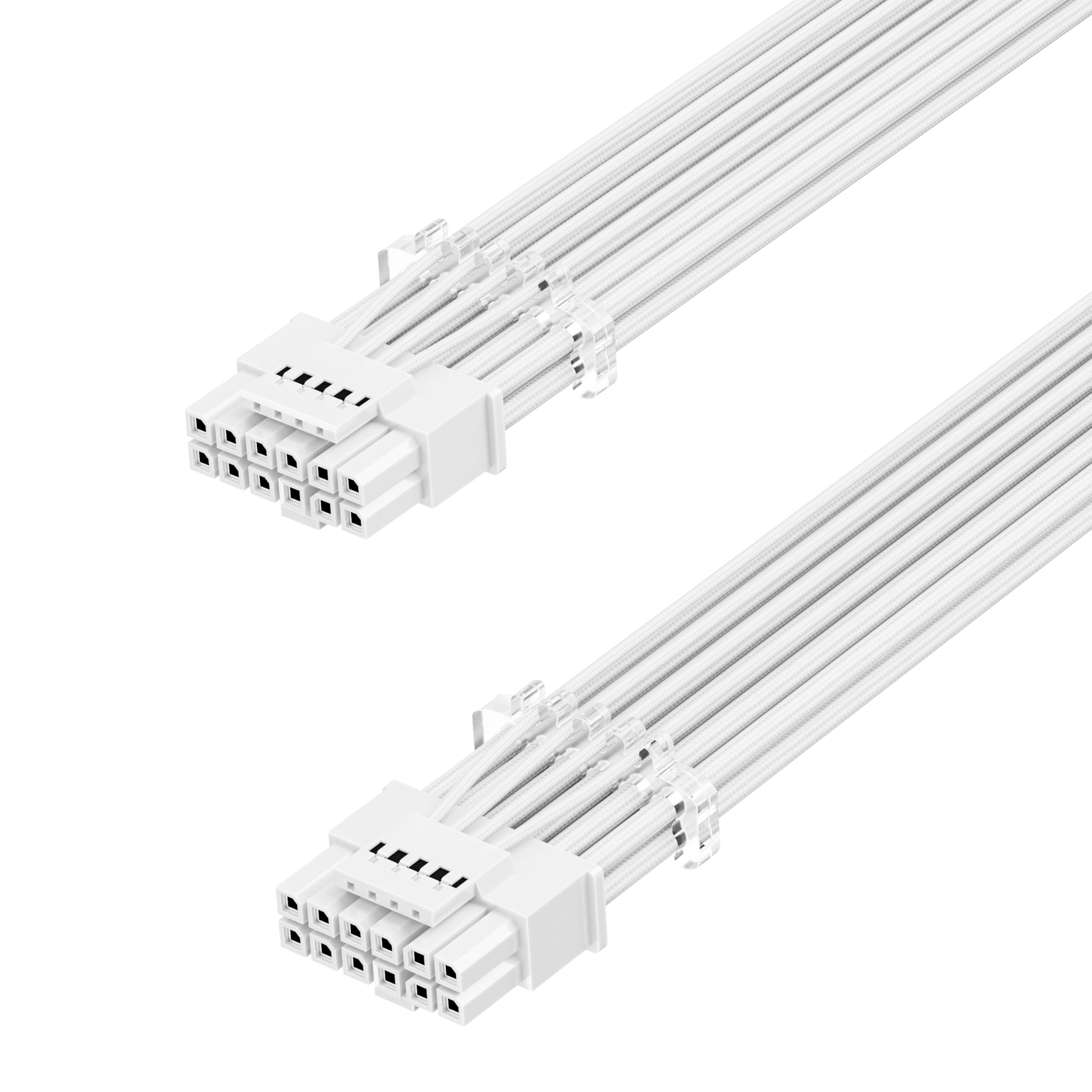 Fasgear 16pin GPU Power Cable - 70cm PCI-e 5.0 12VHPWR 600W 12+4 Male to Male 12V-2x6 PSU Sleeved Cable for RTX 3090Ti 4070 Ti 4080 4090 5090 5080 5070 5070Ti to ATX 3.0 Modular Power Supply (White)