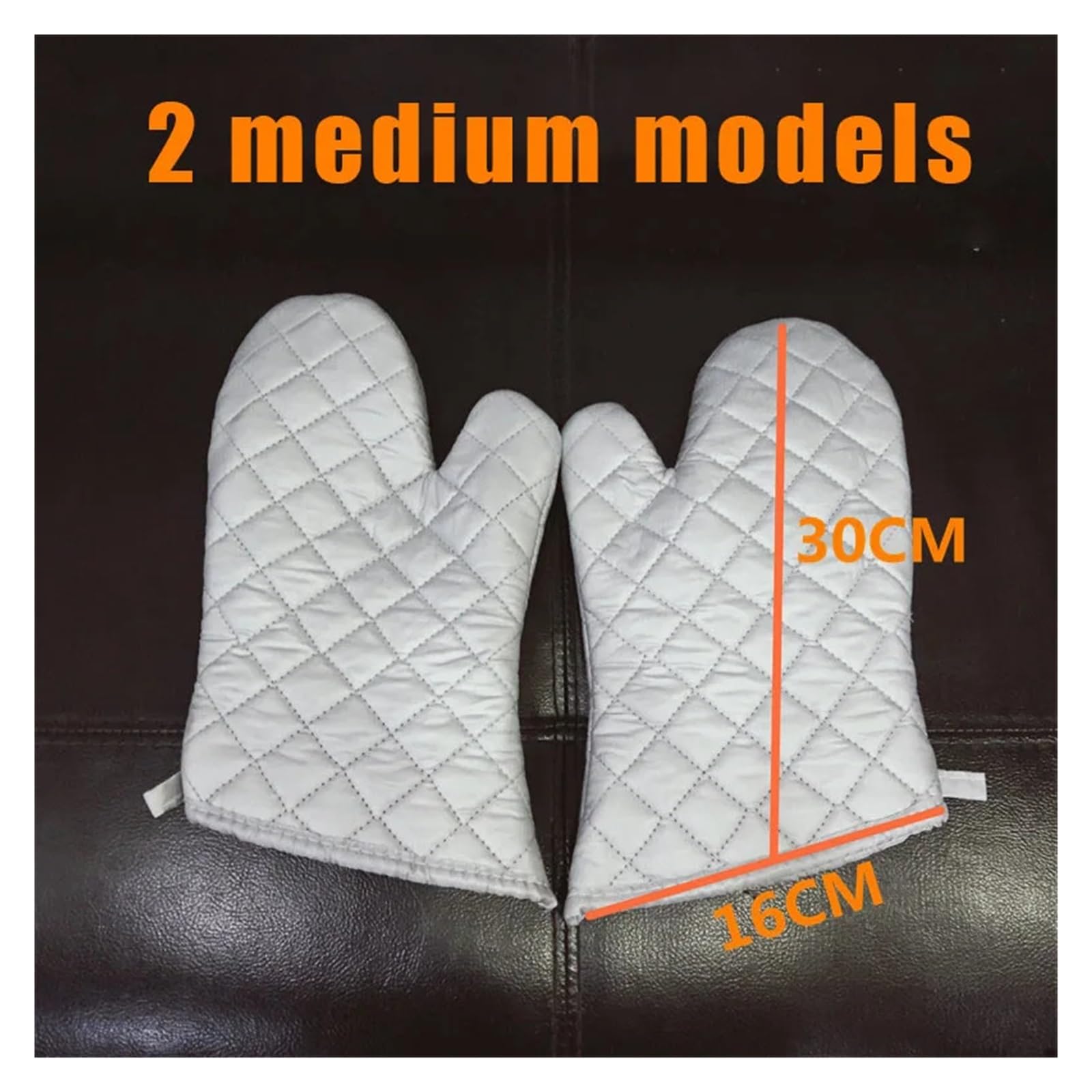 MRKU Guantes para Hornear y cocinar, 1 par, Resistentes al Calor, Largos, antiescaldaduras, de Tela Plateada.