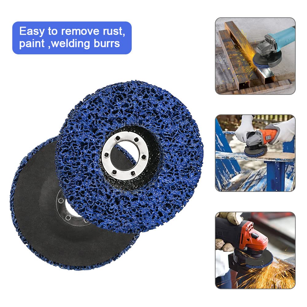 CSD Scheibe Schleifscheibe, Ø 125mm Reinigungsscheibe Set, Grobreinigungsscheibe für Winkelschleifer, Clean Strip Disc Nylongewebescheibe für Schleifens Polierens Rostentfernung (5 Stück - Blau)