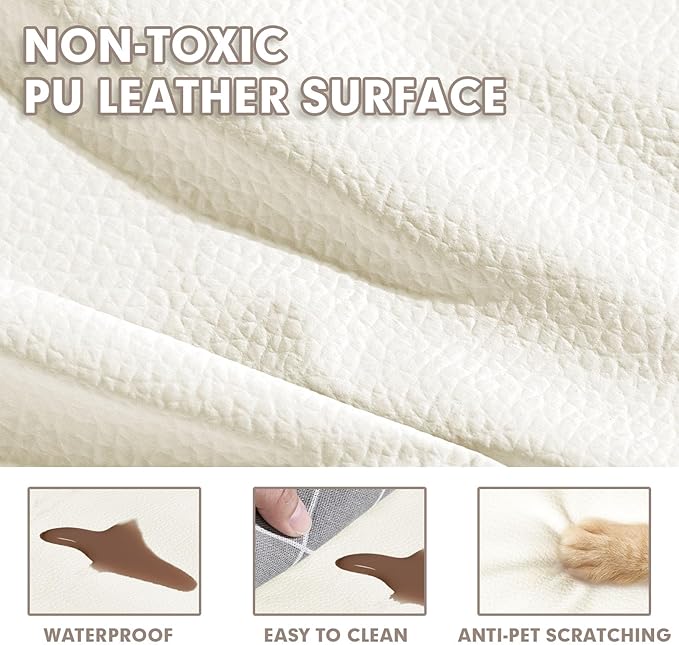 Tapete de juego de cuero vegano para bebés, 1.4 pulgadas, Beige miniatura 4