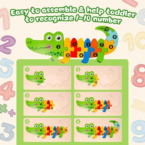 Miniatura 2 de ledorr Paquete de 4 rompecabezas de madera de animales para niños pequeños de 3, 4 y 5 años, juguetes Montessori para niños, rompecabezas para