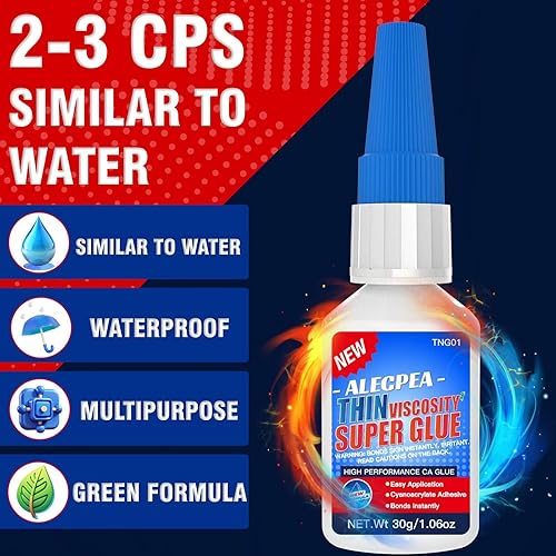 Miniatura 55 de ALECPEA Pegamento de vidrio de 1.06 oz – Adhesivo de secado rápido y resistente a la intemperie para reparación de vidrio, joyas, arte, cristal
