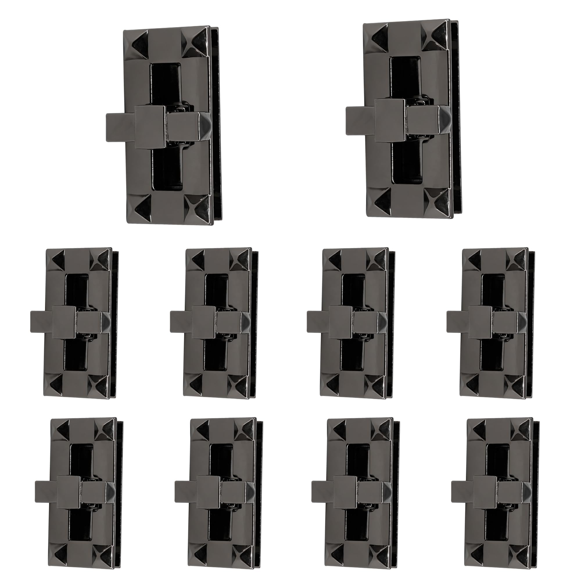 Trimming Shop Twist Turn Lock Rectangle Bag Closure Handbag Buckle Replacement Clasp Closure for DIY Leathercraft Shoulder Bag Purse Making Accessory, Gunmetal, 47mm x 24mm, 10pcs