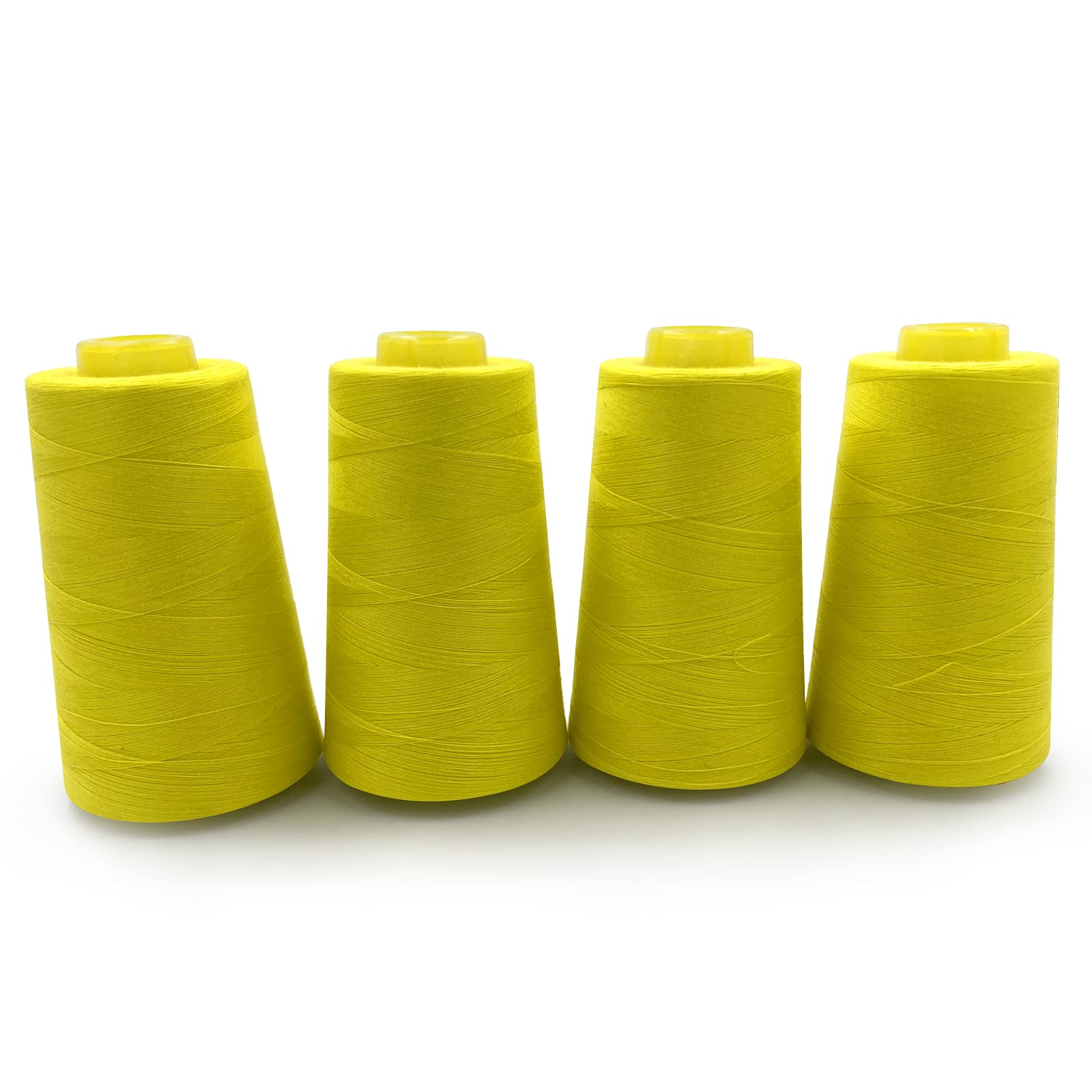 Tortoise 4 Cones of 3000 Yards Each Spool Thread for Sewing All Purpose Sewing Thread 100% Polyester Thread for Serger Overlock Quilting Sewing Machine 40S/2 Lemon Yellow