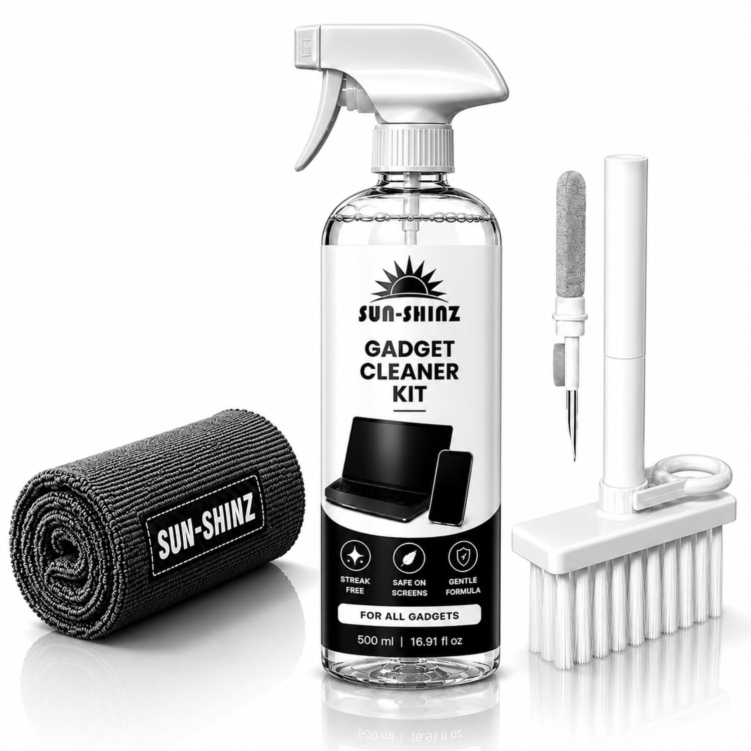 Gadget Cleaner 500 ML with Grey Microfiber Cloth and Multi Purpose Cleaning Brush for Mobile Phone, Laptop, Keyboard, Monitor, LED TV, Camera Lens, Tablet, Screen Cleaner Dust Removal Kit Set-image-39