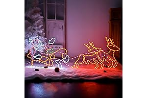 315 LED Santa Sleigh and Reindeer Rooftop Silhouette Light
